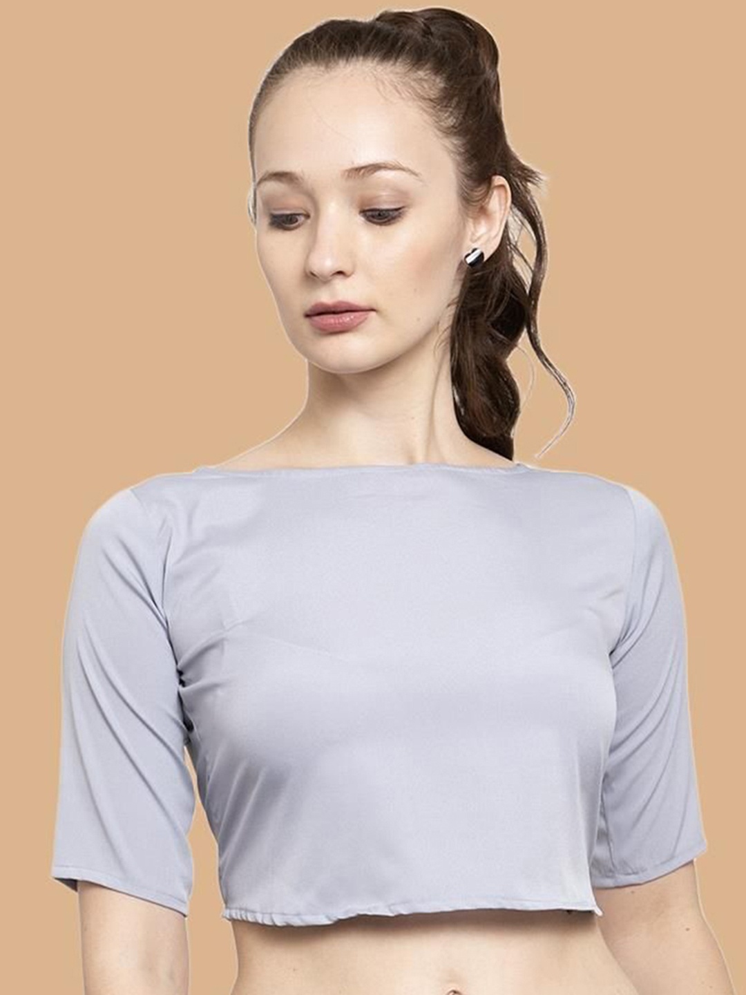 

J Style Crepe Crop Top, Grey