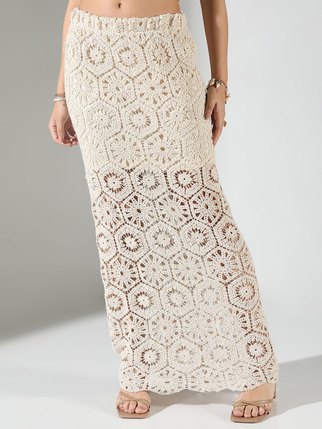 

SHOWOFF Self Designed Straight Maxi Skirt, Beige