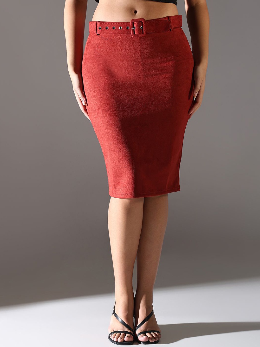 

SHOWOFF Pencil Midi Skirts, Rust