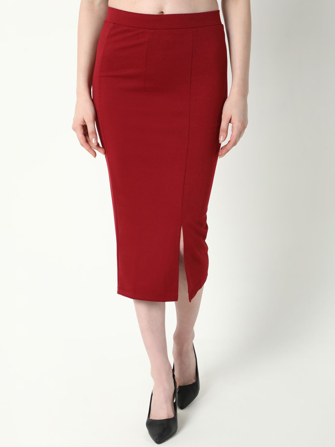 

SHOWOFF Pencil Midi Skirts, Red