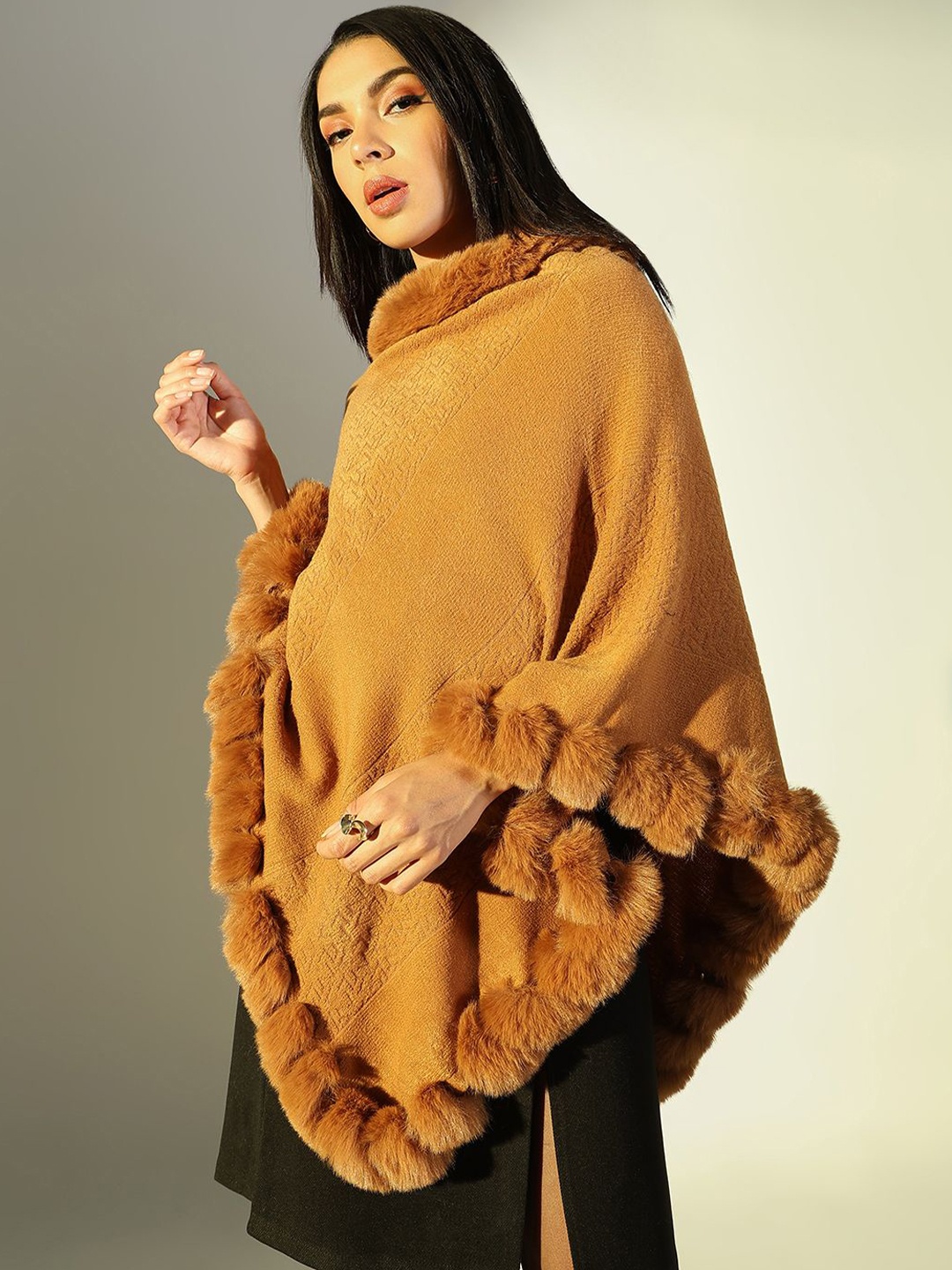 

SHOWOFF Women Longline Poncho, Brown