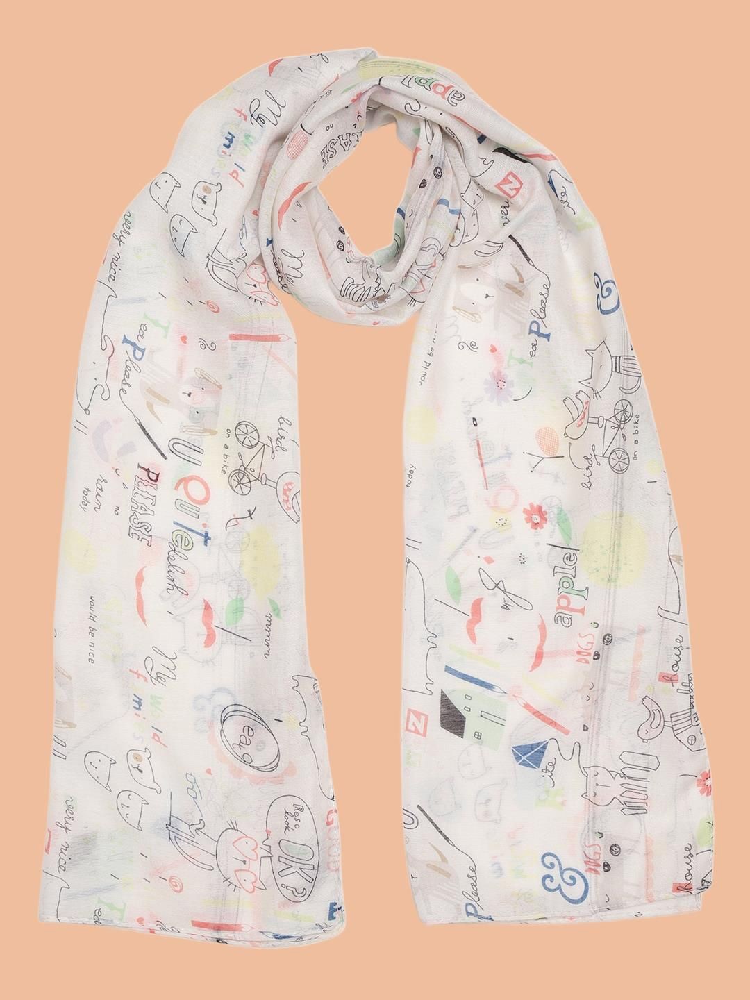 

J Style Girls Printed Stole, Cream