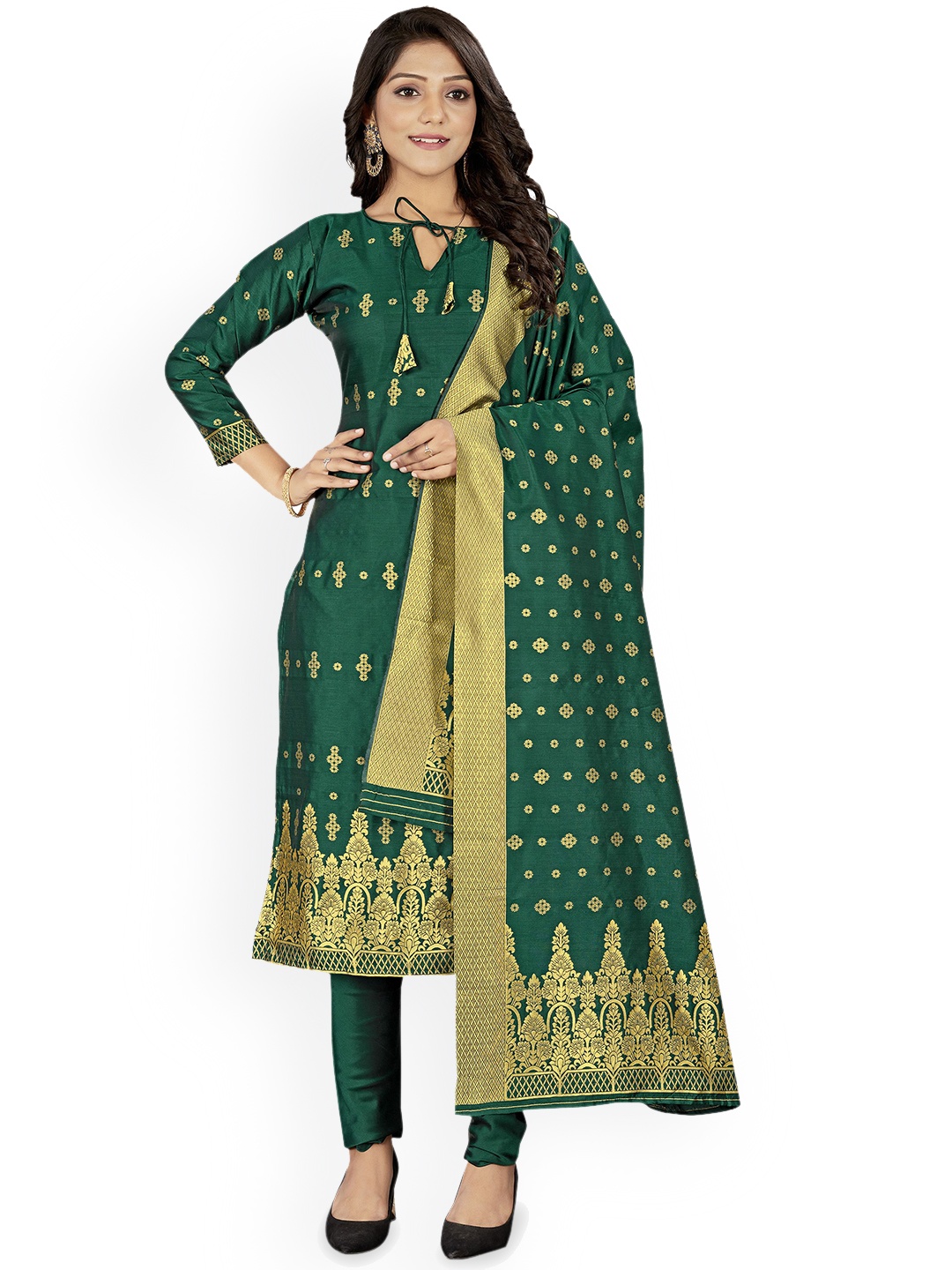 

Maroosh Ethnic Motifs Woven Design Unstitched Dress Material, Green