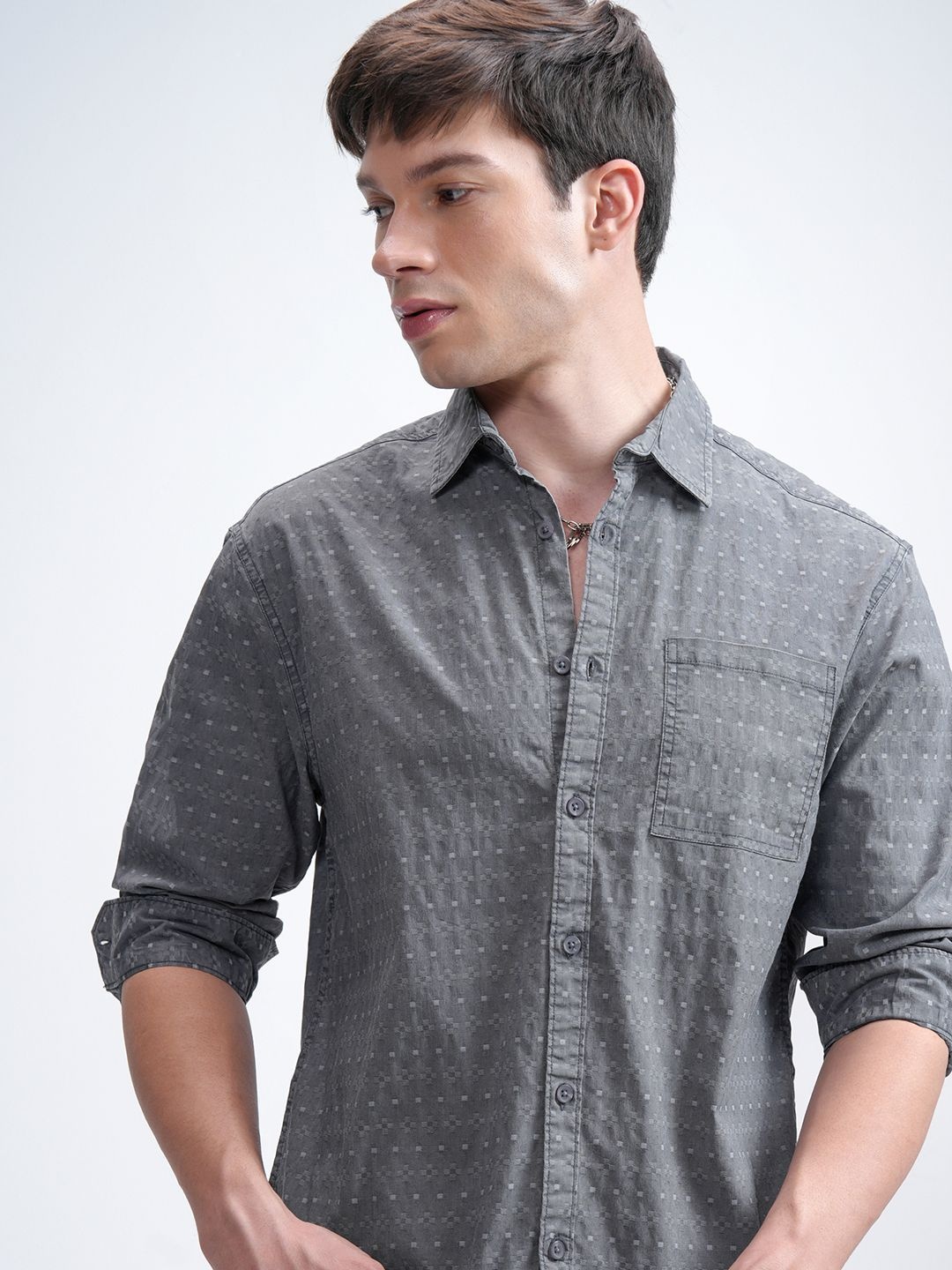

HIGHLANDER Men Sulphur Washed Relaxed Shirt, Grey