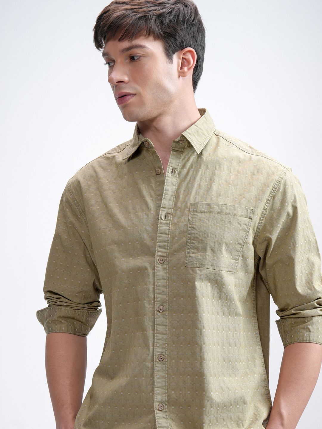 

HIGHLANDER Men Sulphur Washed Relaxed Shirt, Khaki