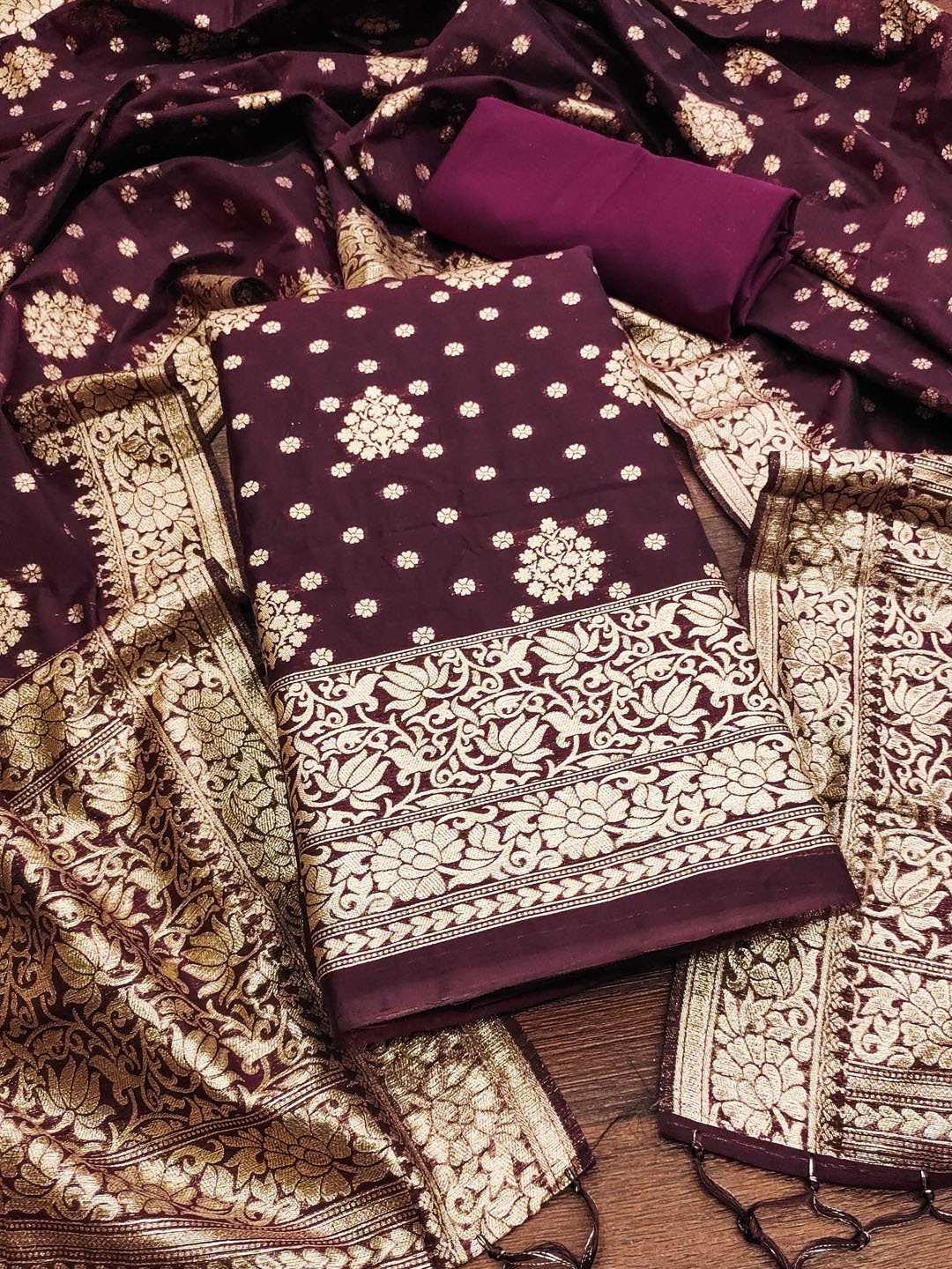

Maroosh Floral Woven Design Unstitched Dress Material, Purple