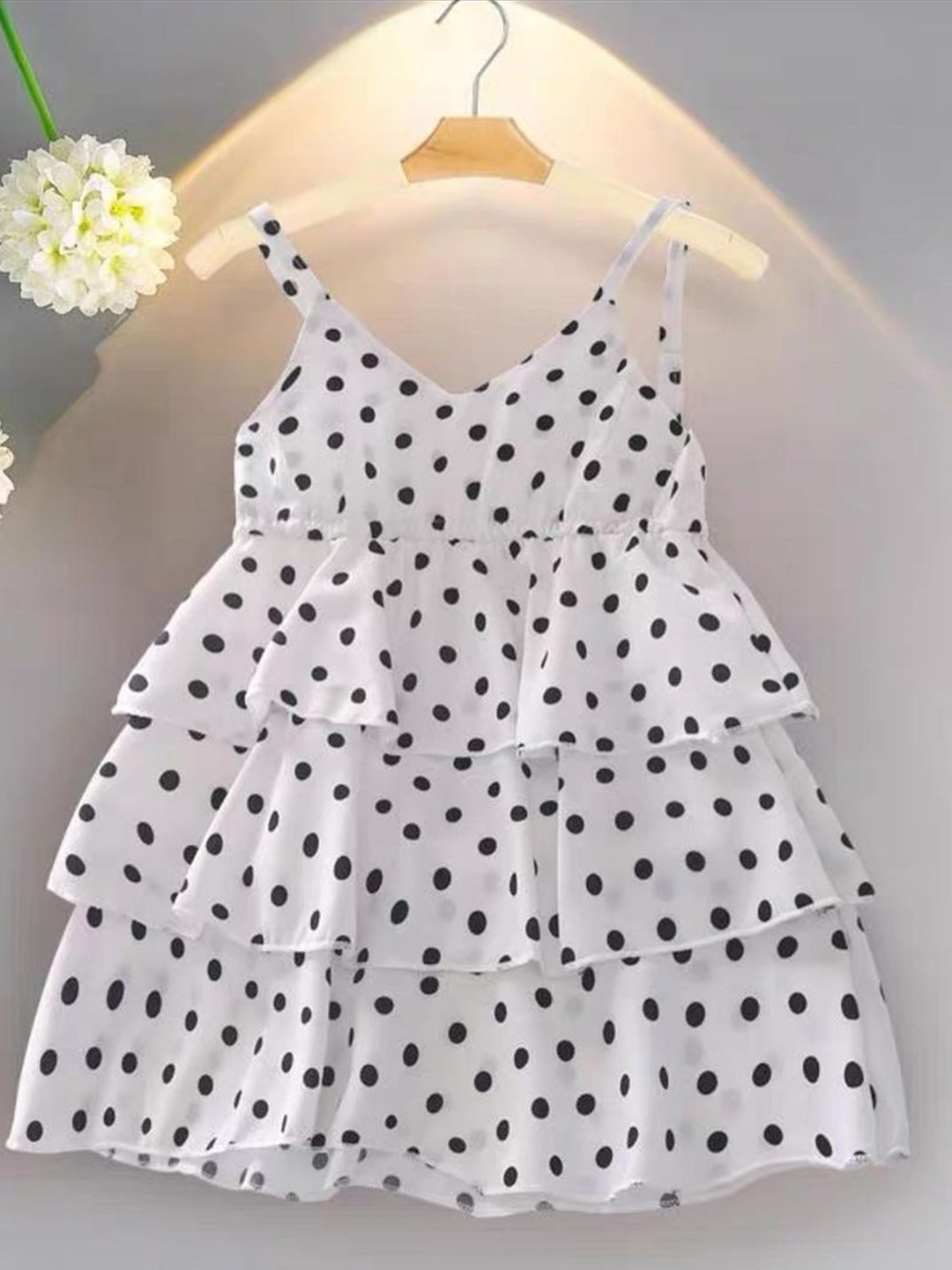 

BAESD Polka Dot Halter Neck Net Fit & Flare Dress, White