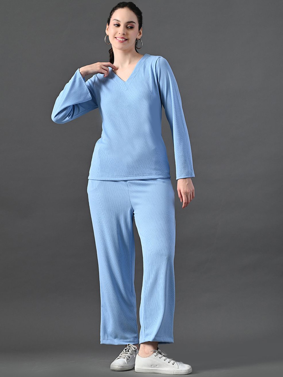 

Myshka V-Neck Top With Trousers, Blue
