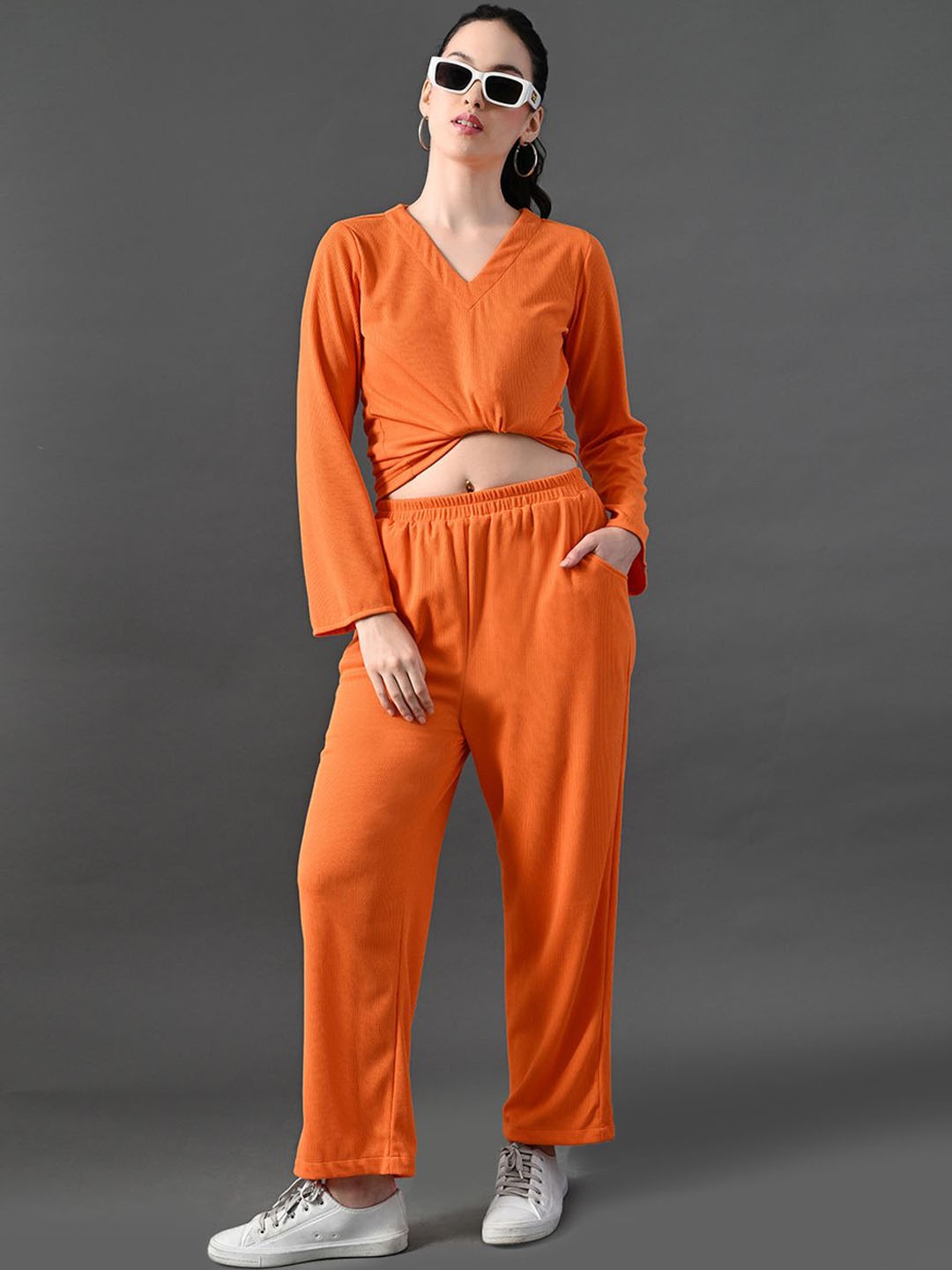 

Myshka V-Neck Long Sleeves Top With Trouser, Orange