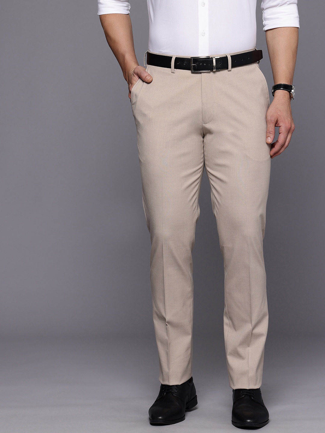 

Theme Men Slim Fit Formal Trousers, Beige