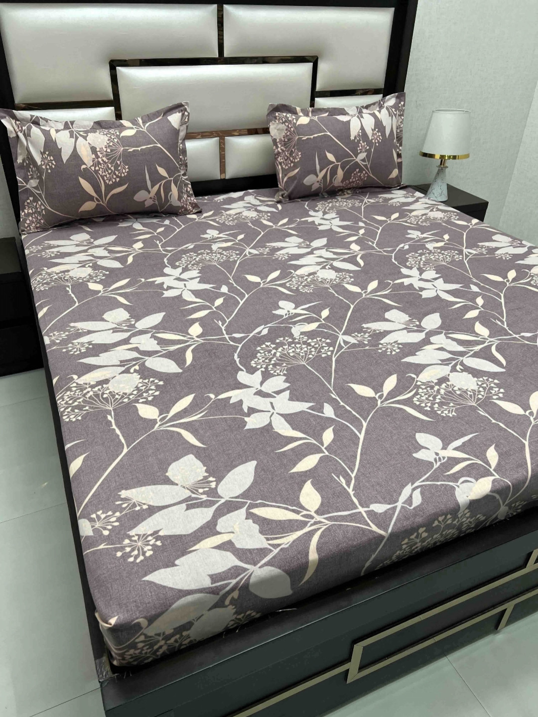 

Velar Fur Sib Purple Printed Pure Cotton 240 TC King Bedsheet Set 2.74 x 2.74 m