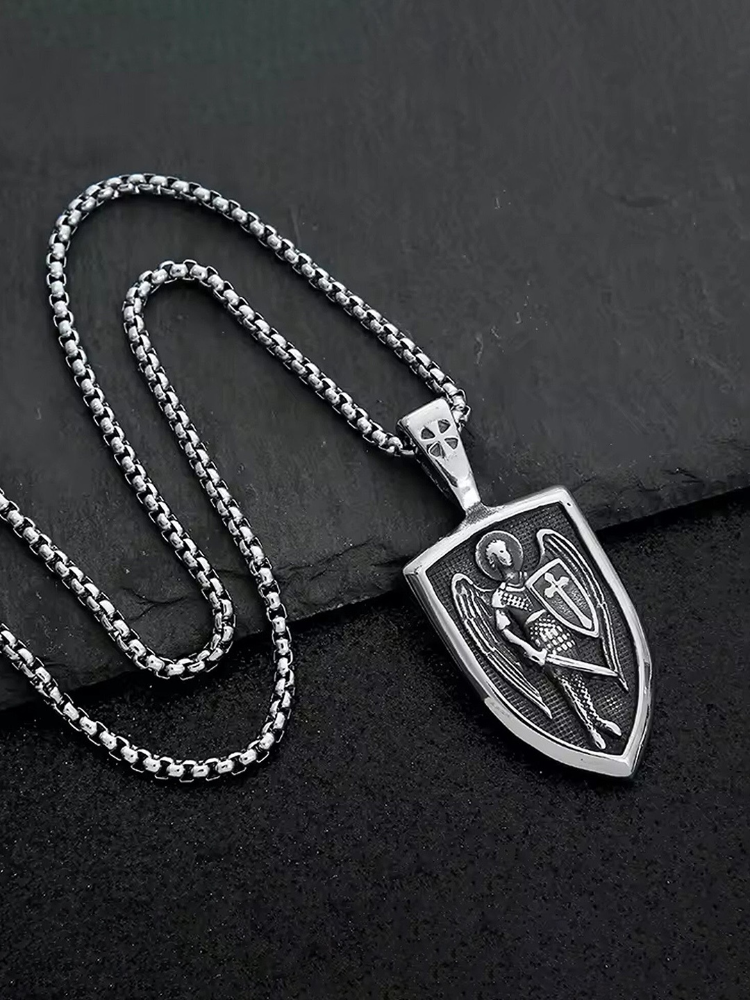 

Lila Stainless Steel Contemporary Pendants With Chains, Silver
