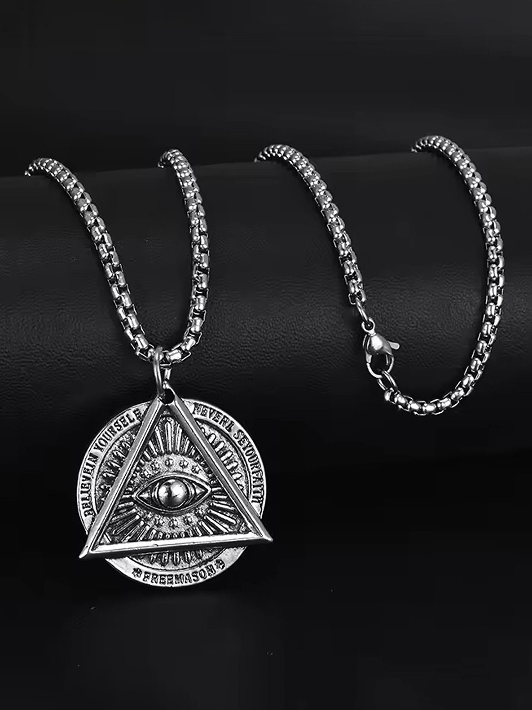 

Lila Stainless Steel Contemporary Pendants With Chains, Silver