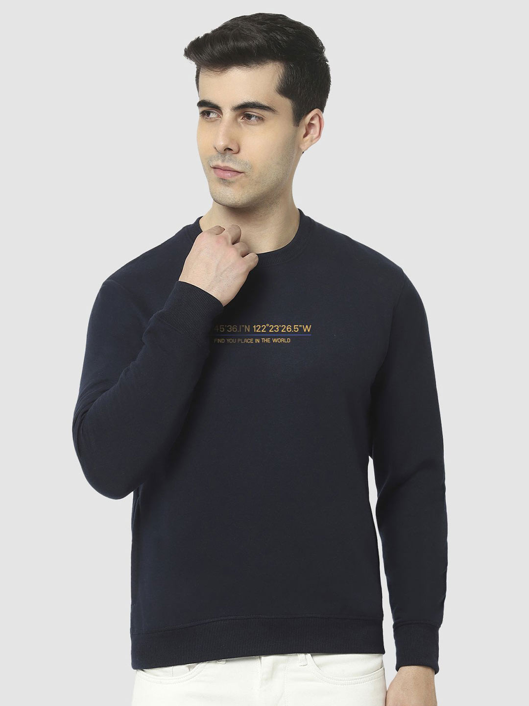 

HiFlyers Men Printed Sweatshirt, Navy blue