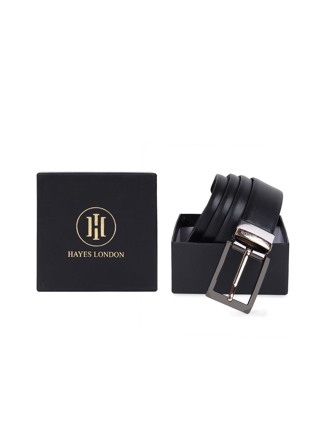 

Hayes London Men Belt Premium Genuine Formal Reversible Leather, Black