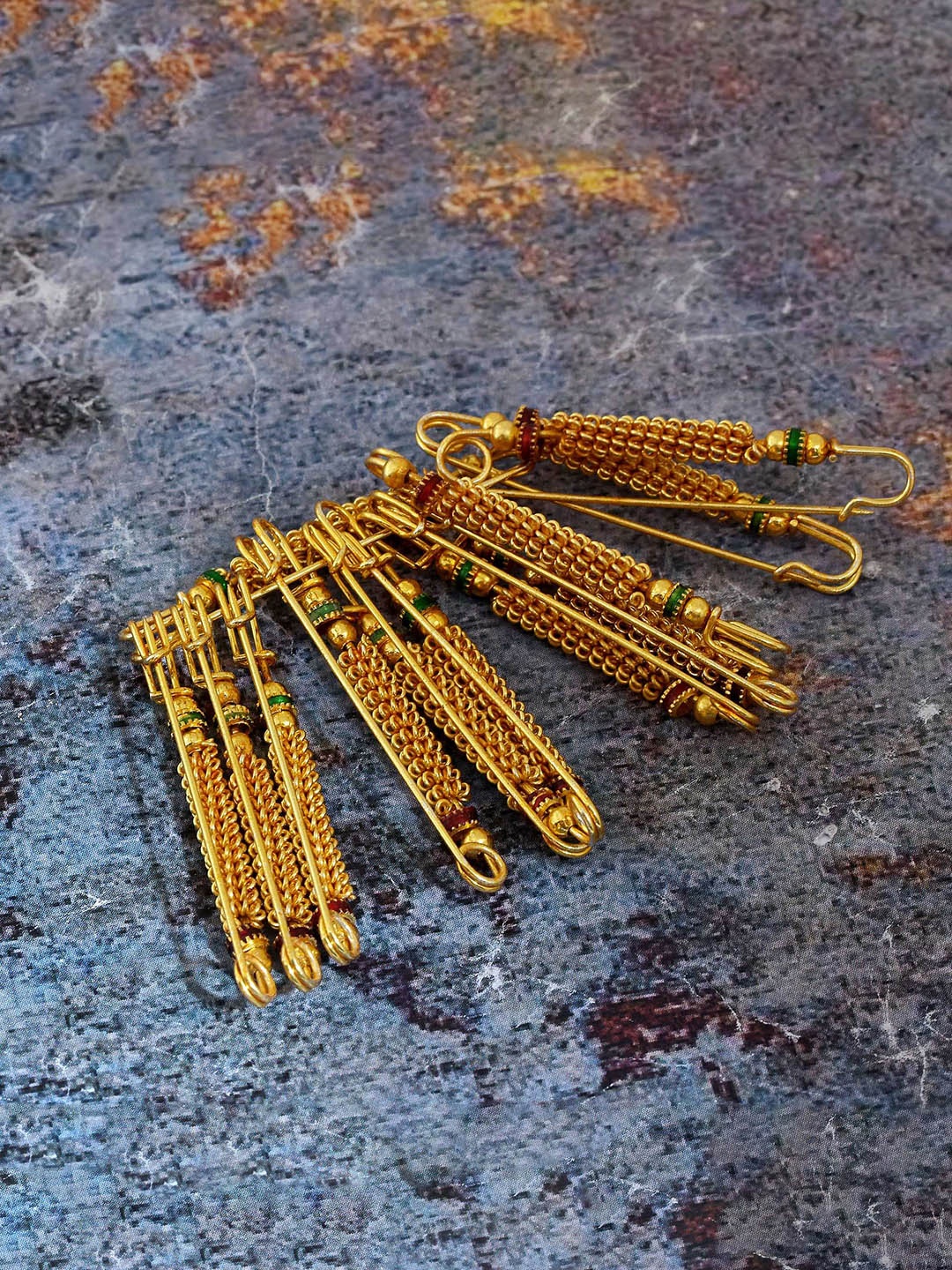 

MEMOIR Set Of 12 Gold-Plated Beaded Saree Pin