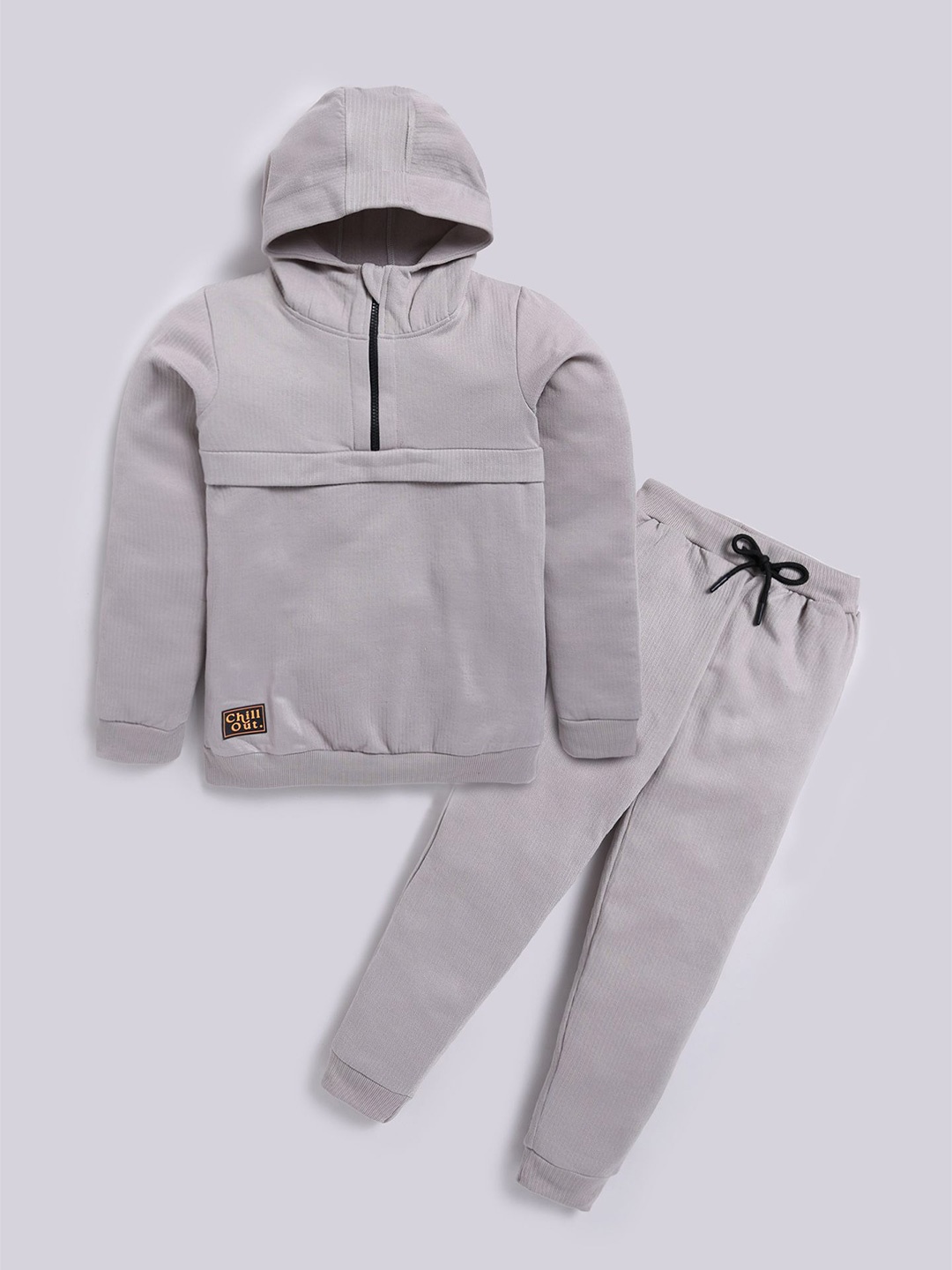 

MIMINO Unisex Kids Hooded Long Sleeves Sweatshirt With Jogger, Grey