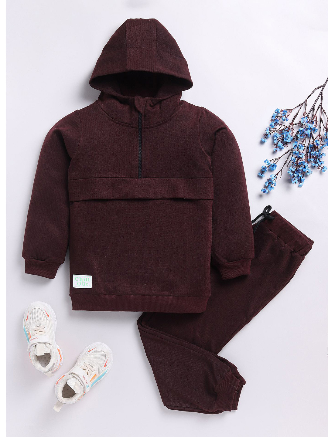 

MIMINO Unisex Kids Hooded Long Sleeves Sweatshirt With Jogger, Brown