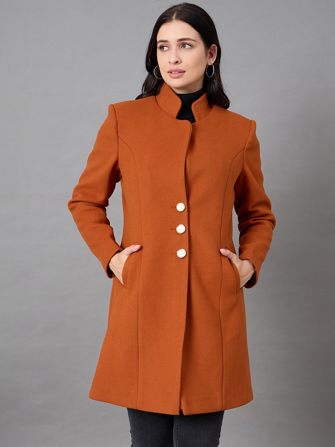 

Club York Single-Breasted Long Overcoat, Tan