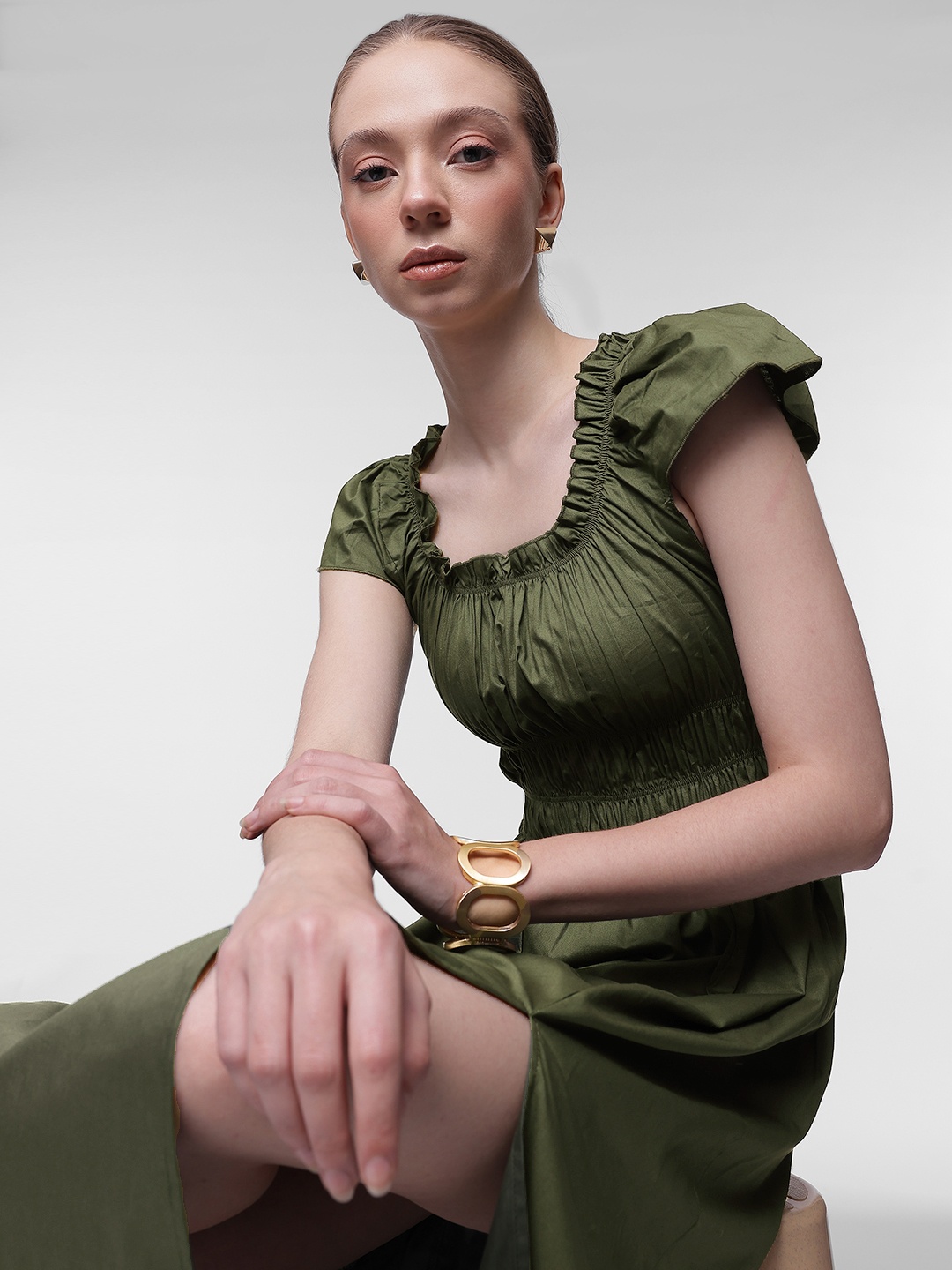 

French Connection Midi Dress, Olive