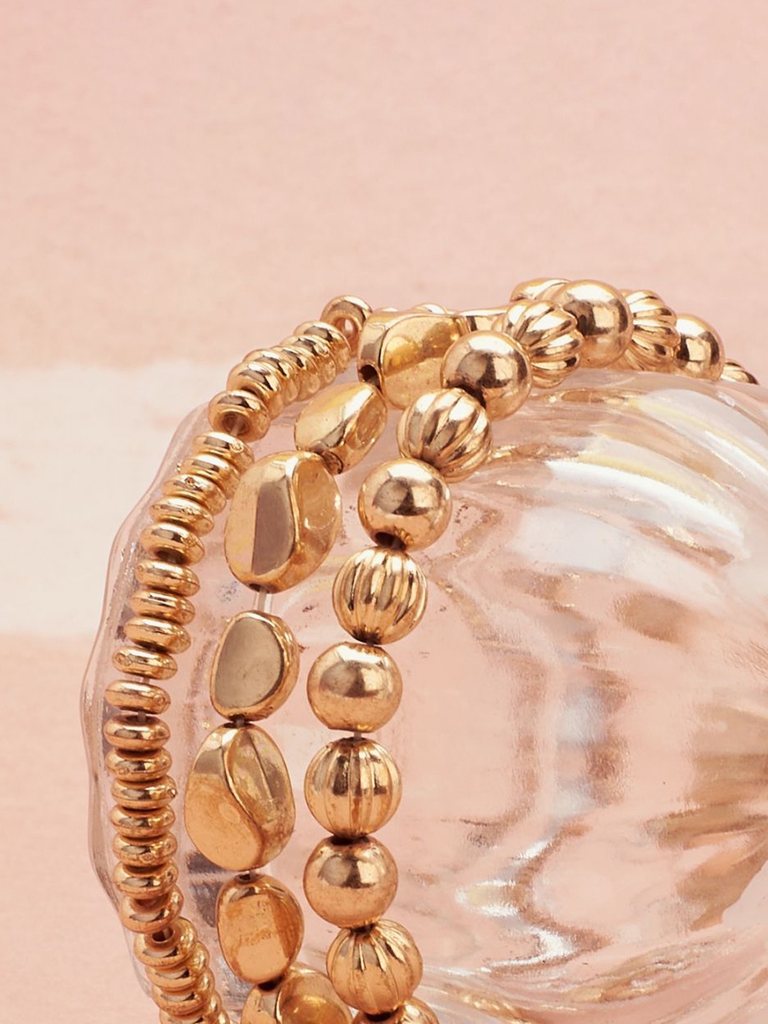 

SALTY Women Set Of 3 Bold & Brilliant Elasticated Bracelets, Gold