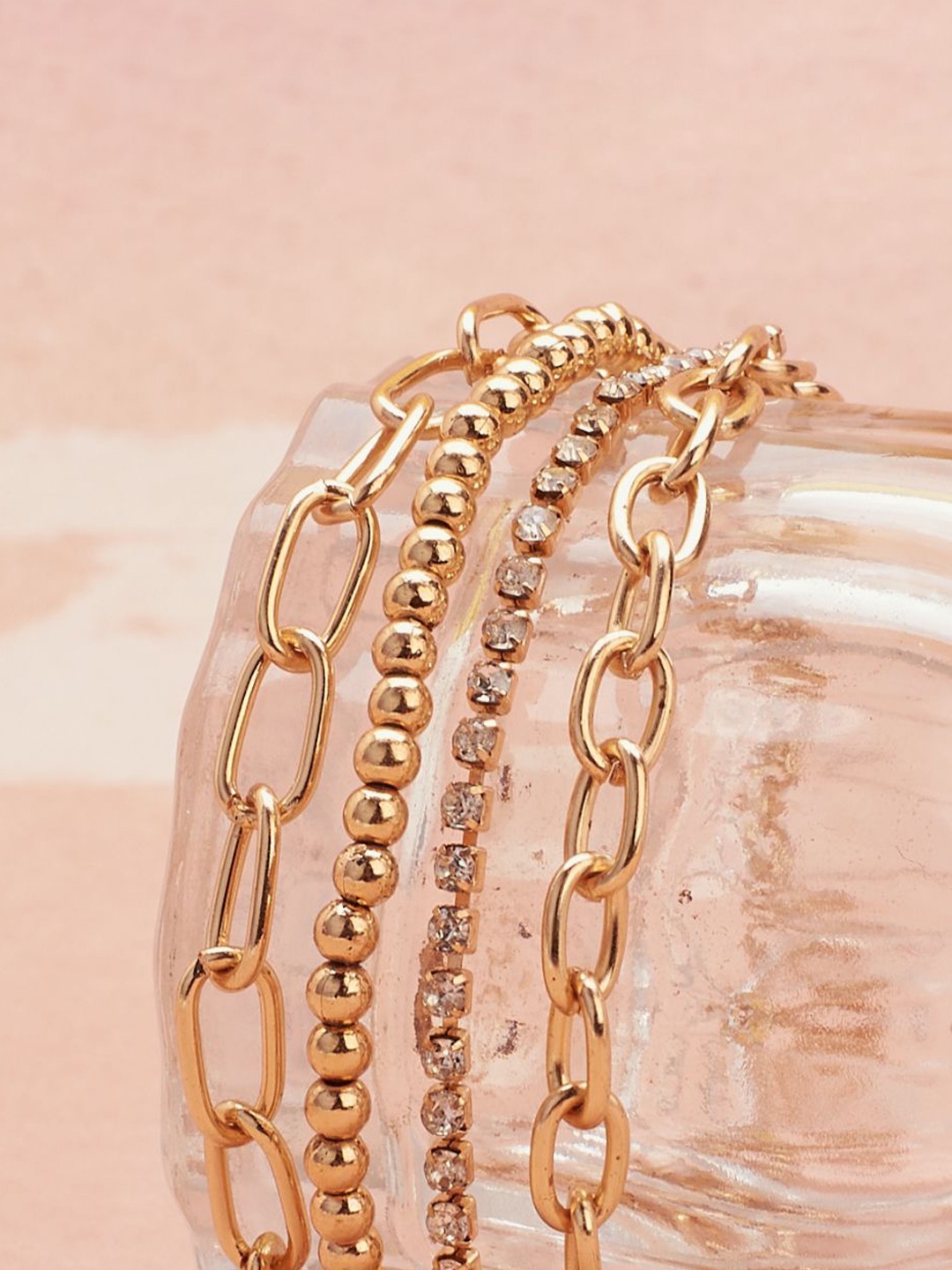 

SALTY Women Stone Studded Multistrand Bracelet, Gold