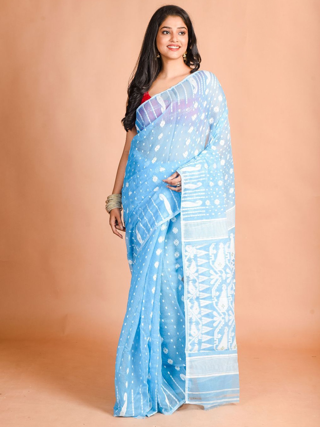 

8POURE Ethnic Motifs Saree, Blue