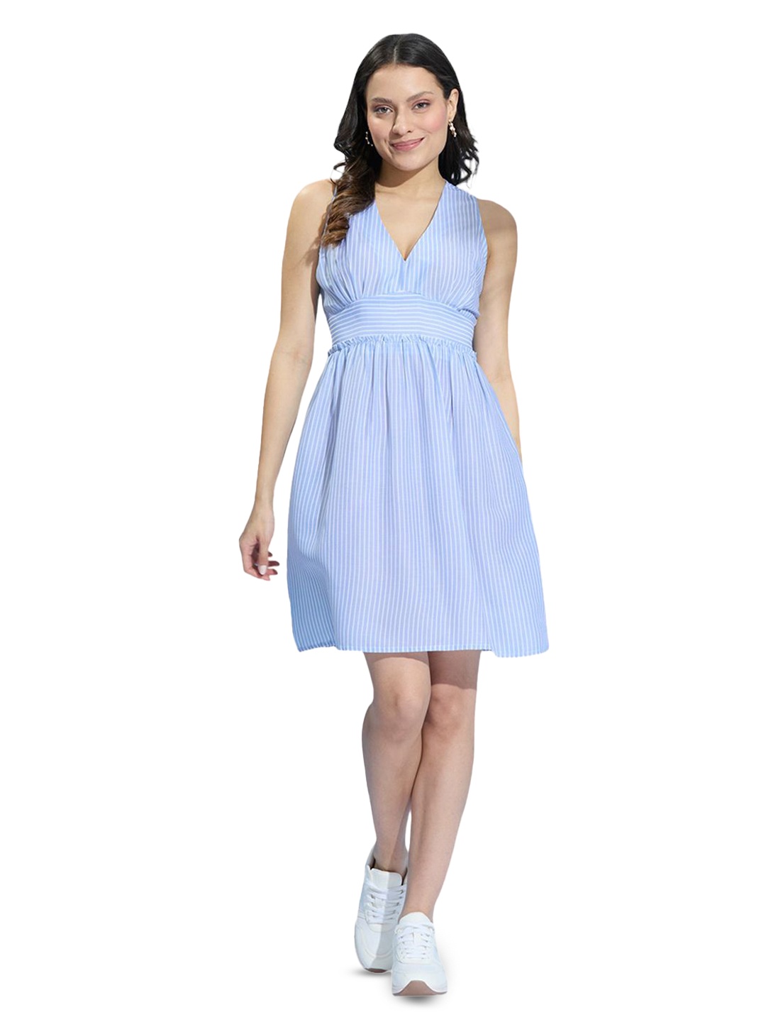 

HERE&NOW Print Fit & Flare Dress, Blue