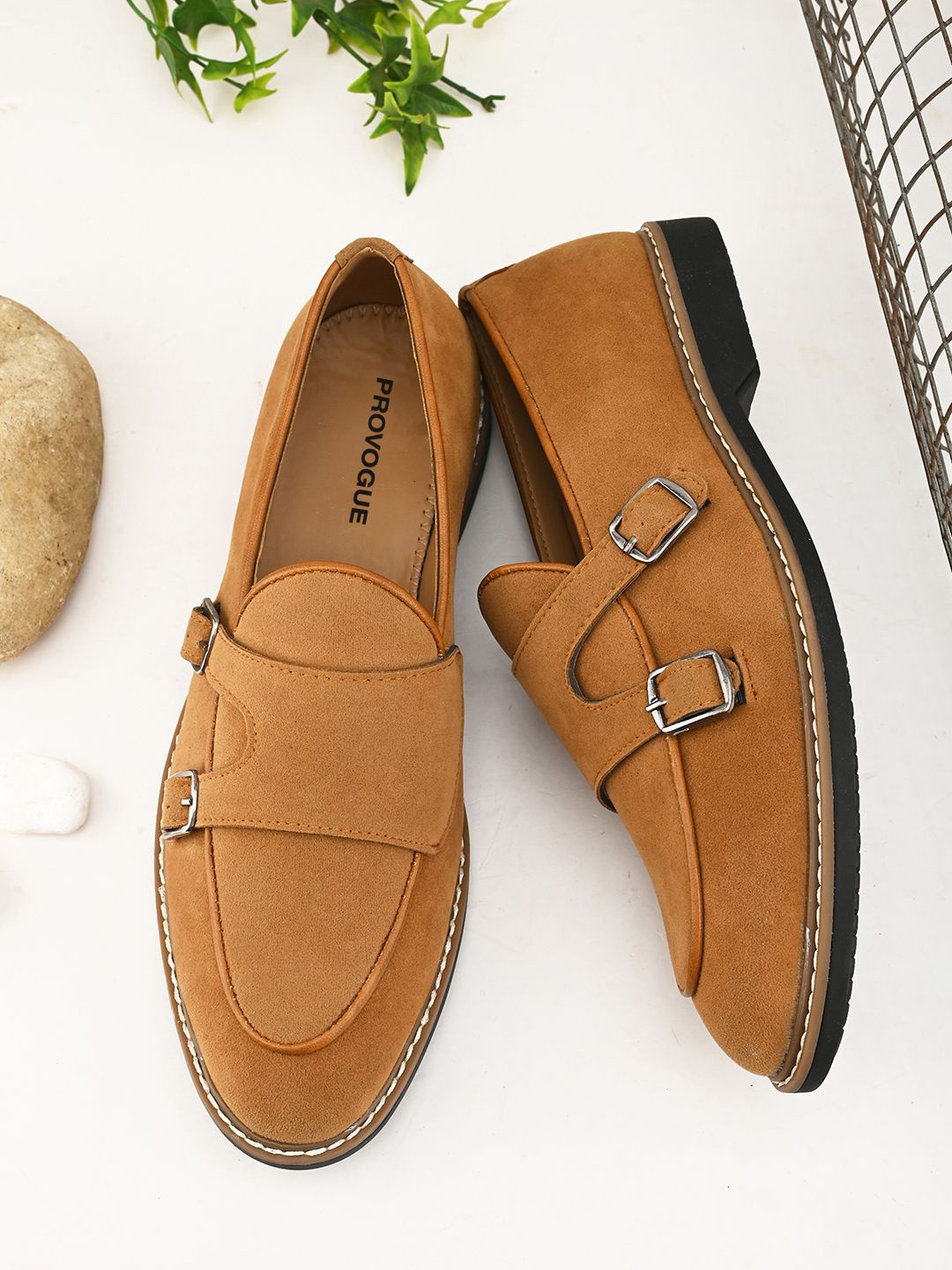 

Provogue Men Leather Formal Loafers, Tan