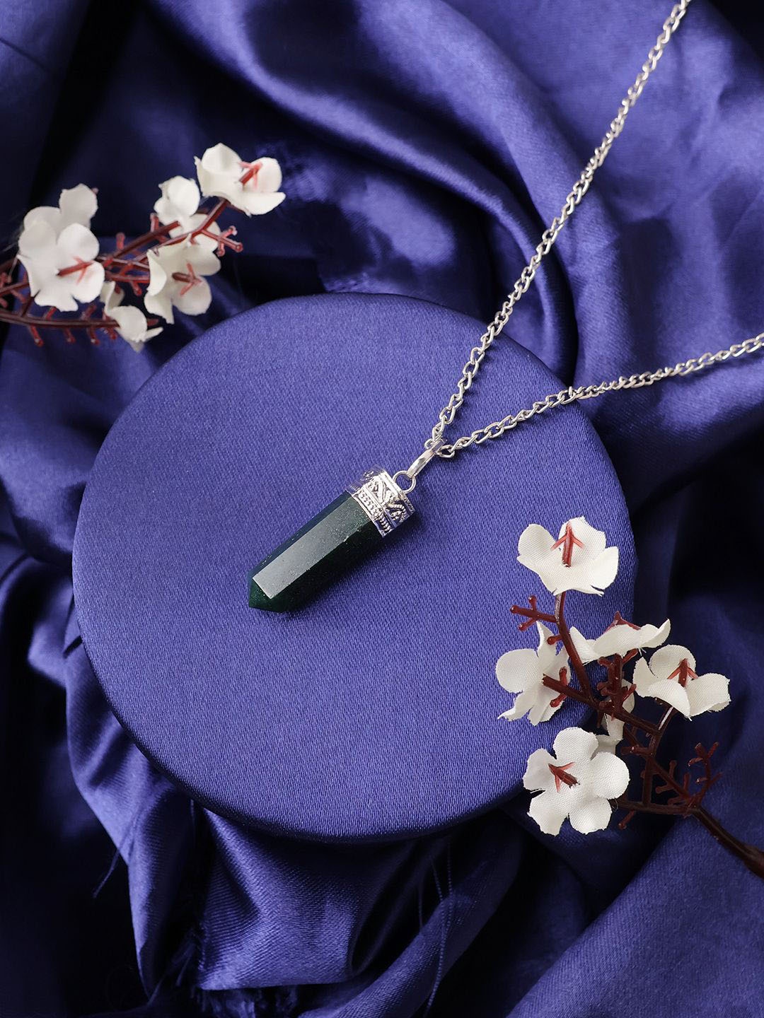 

Shubhanjali Unisex Silver-Plated Blood Stone Pencil Pendant