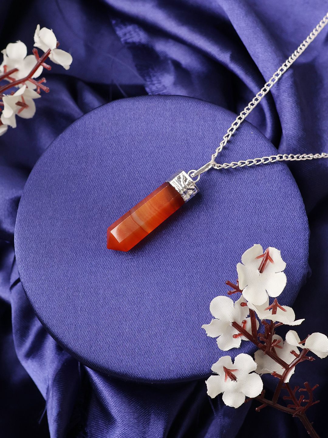 

Shubhanjali Unisex Silver-Plated Carnelian Pencil Pendant