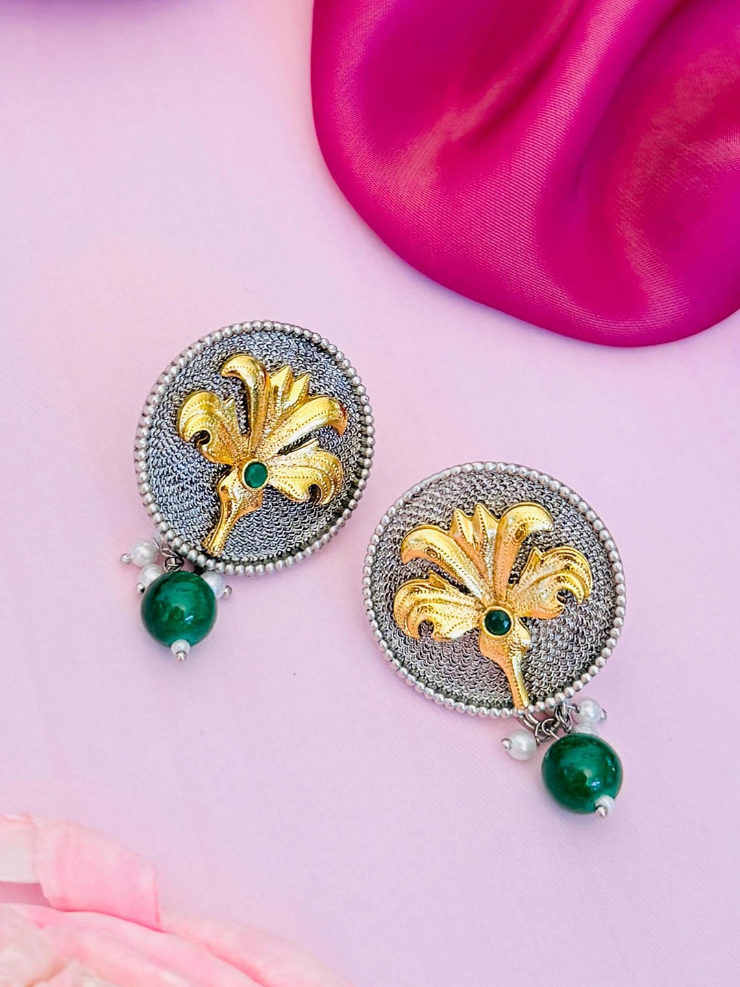 

Sangria German Silver-Plated Stones Studded Classic Drop Earrings