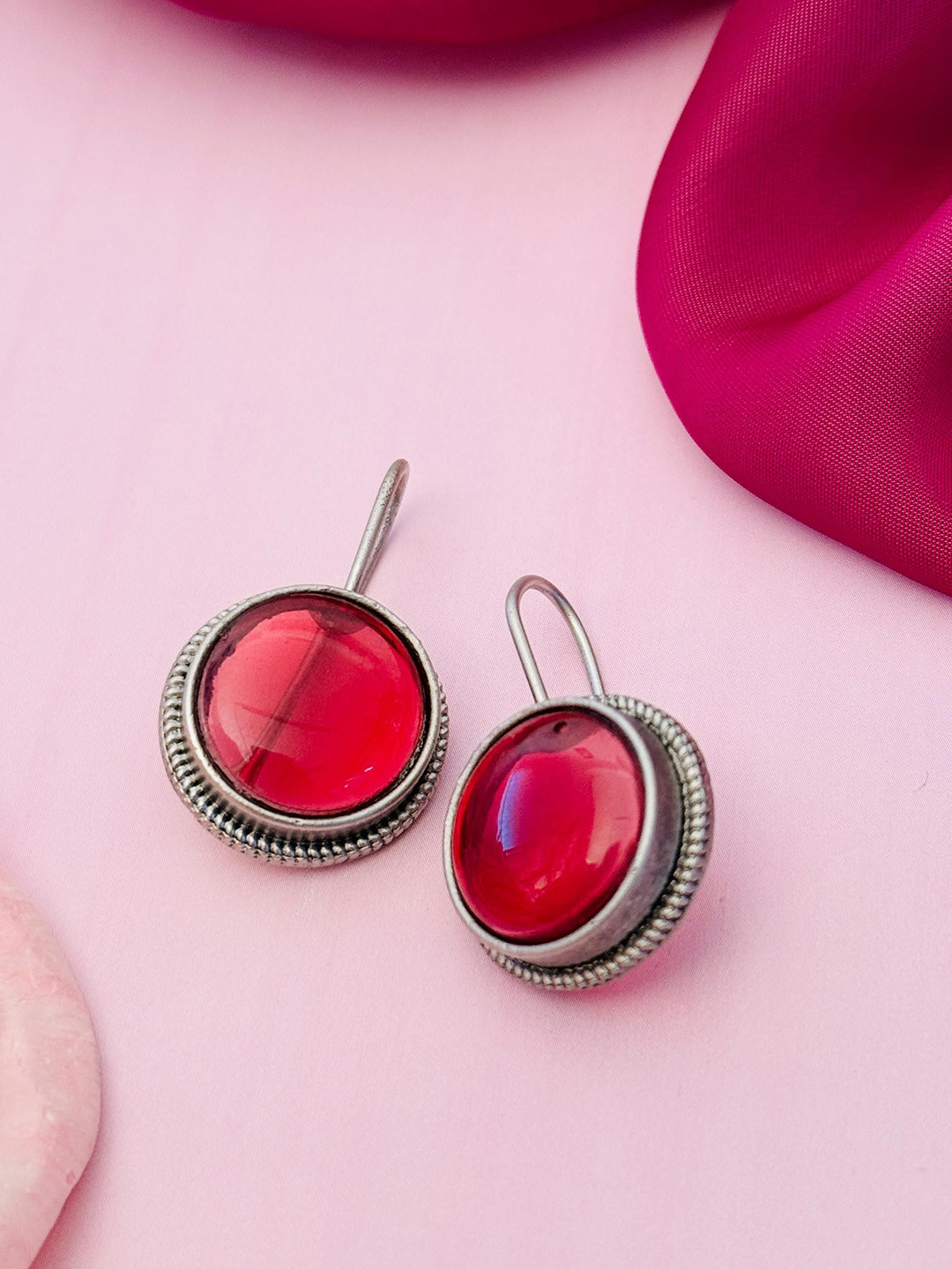 

Sangria Silver-Plated Stones Studded Drop Earrings