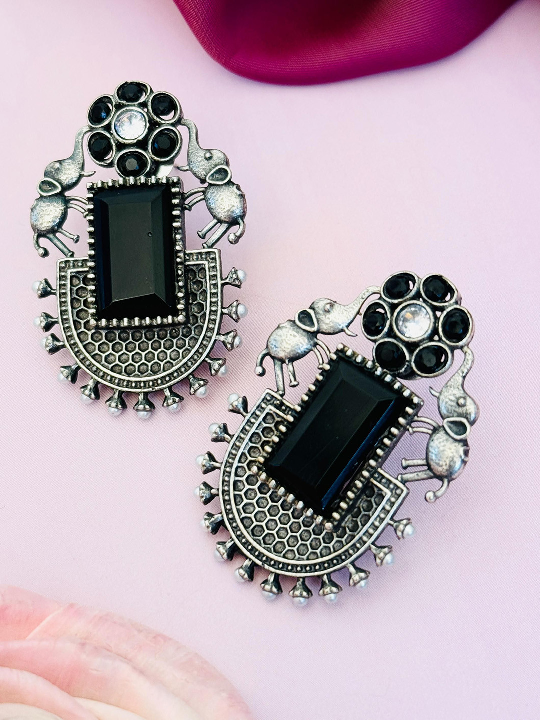 

Sangria Silver-Plated Oxidised Studs