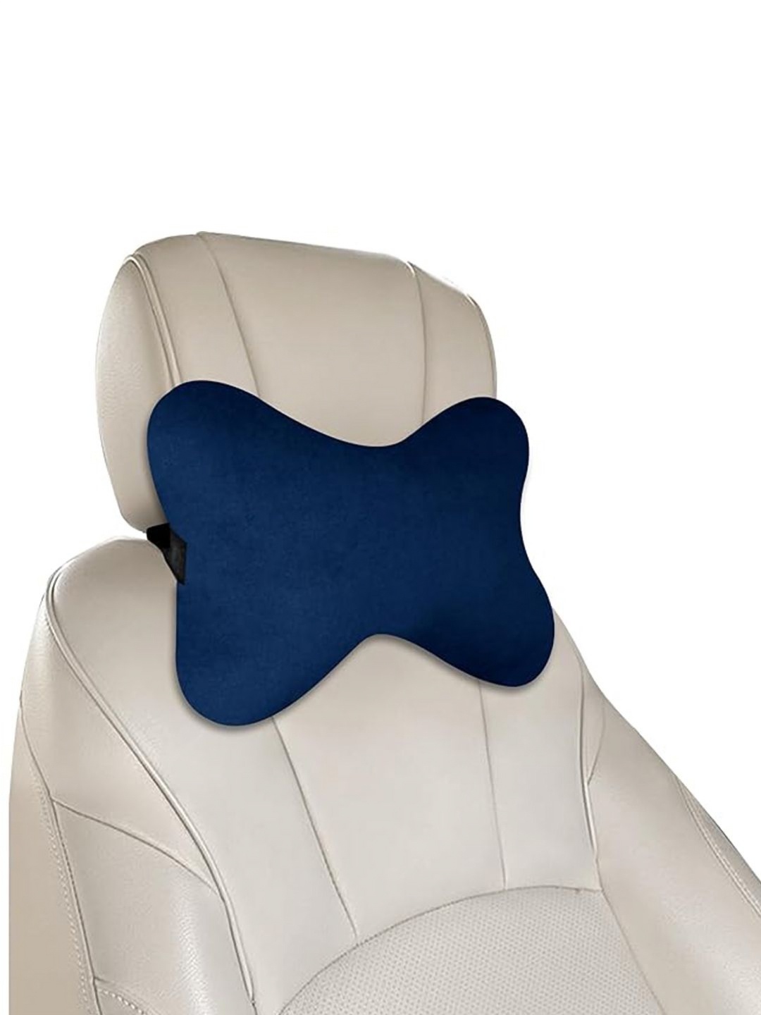 

BILLEBON Navy Blue Fibre Filled Faux Backrest Velvet Breathable Travel Pillow