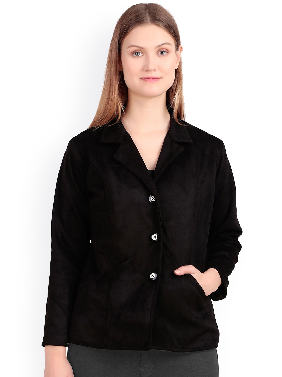 

FELLAMO Notched Lapel Single Breasted Blazer, Black