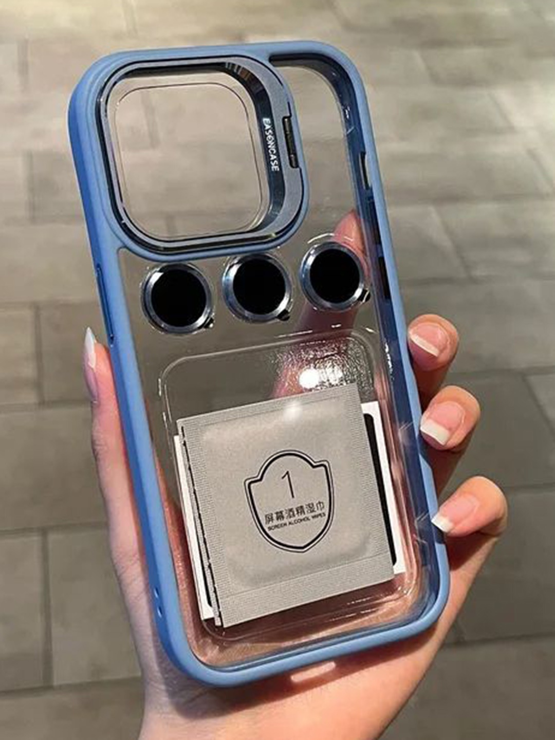 

Luxury Kase Solid iPhone 12 Pro Metal Ring Protector Back Case, Transparent