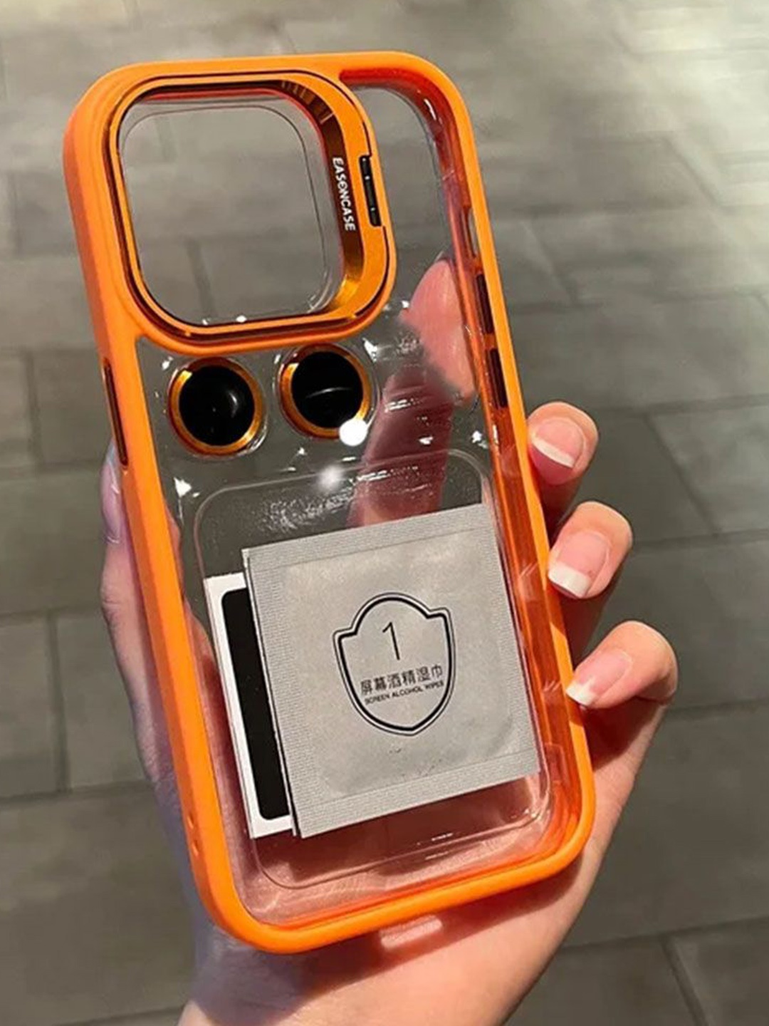 

Luxury Kase Solid iPhone 15 Plus Metal Ring Protector Back Case, Transparent