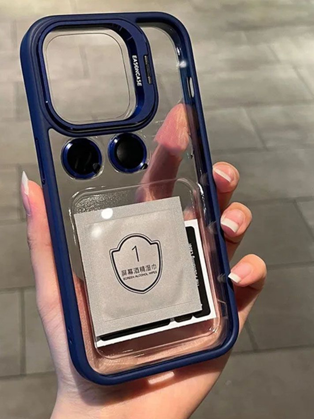 

Luxury Kase Solid iPhone 16 Metal Ring Protector Back Case, Transparent
