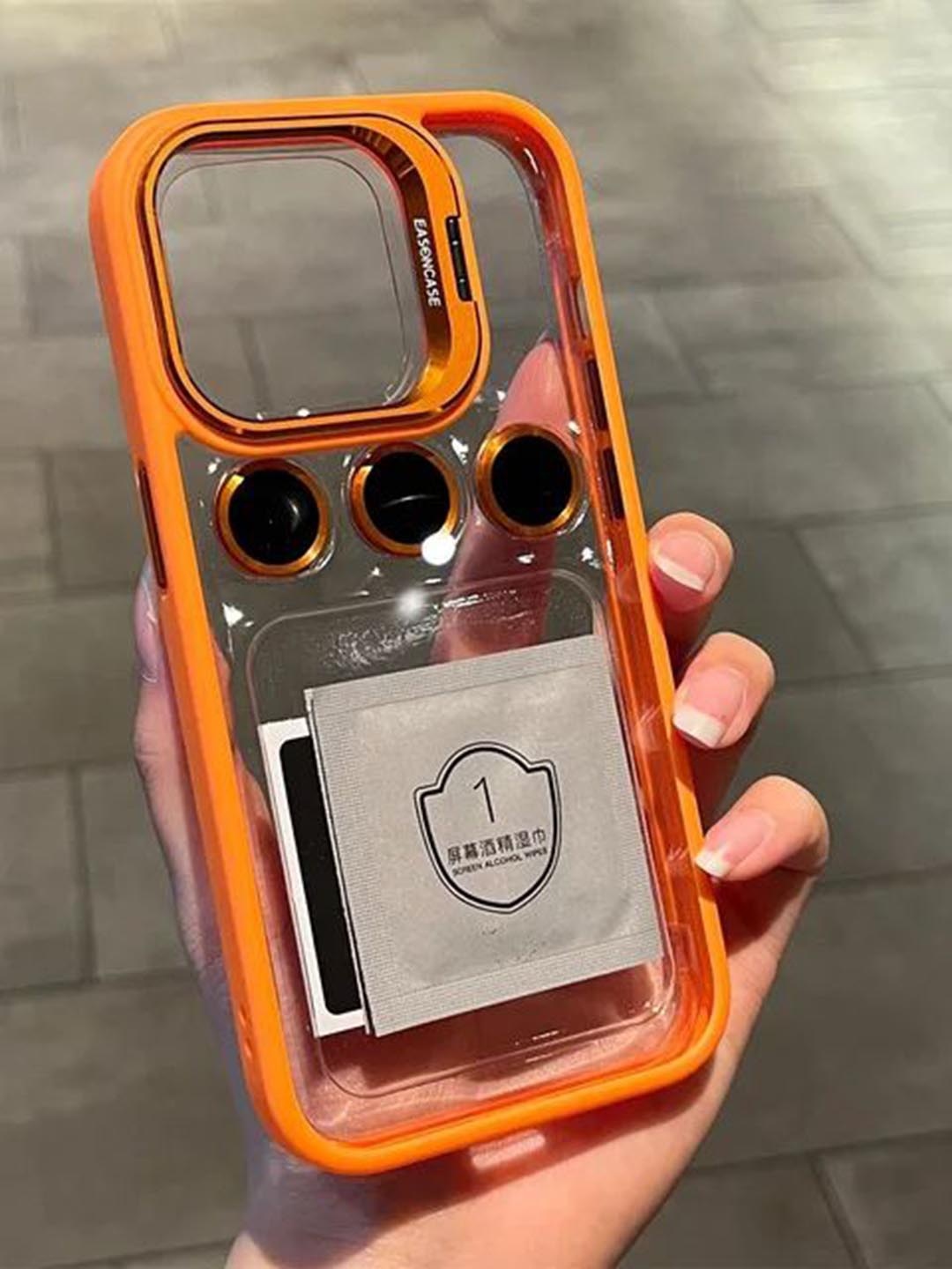 

Luxury Kase Solid iPhone 15 Pro Metal Ring Protector Back Case, Transparent