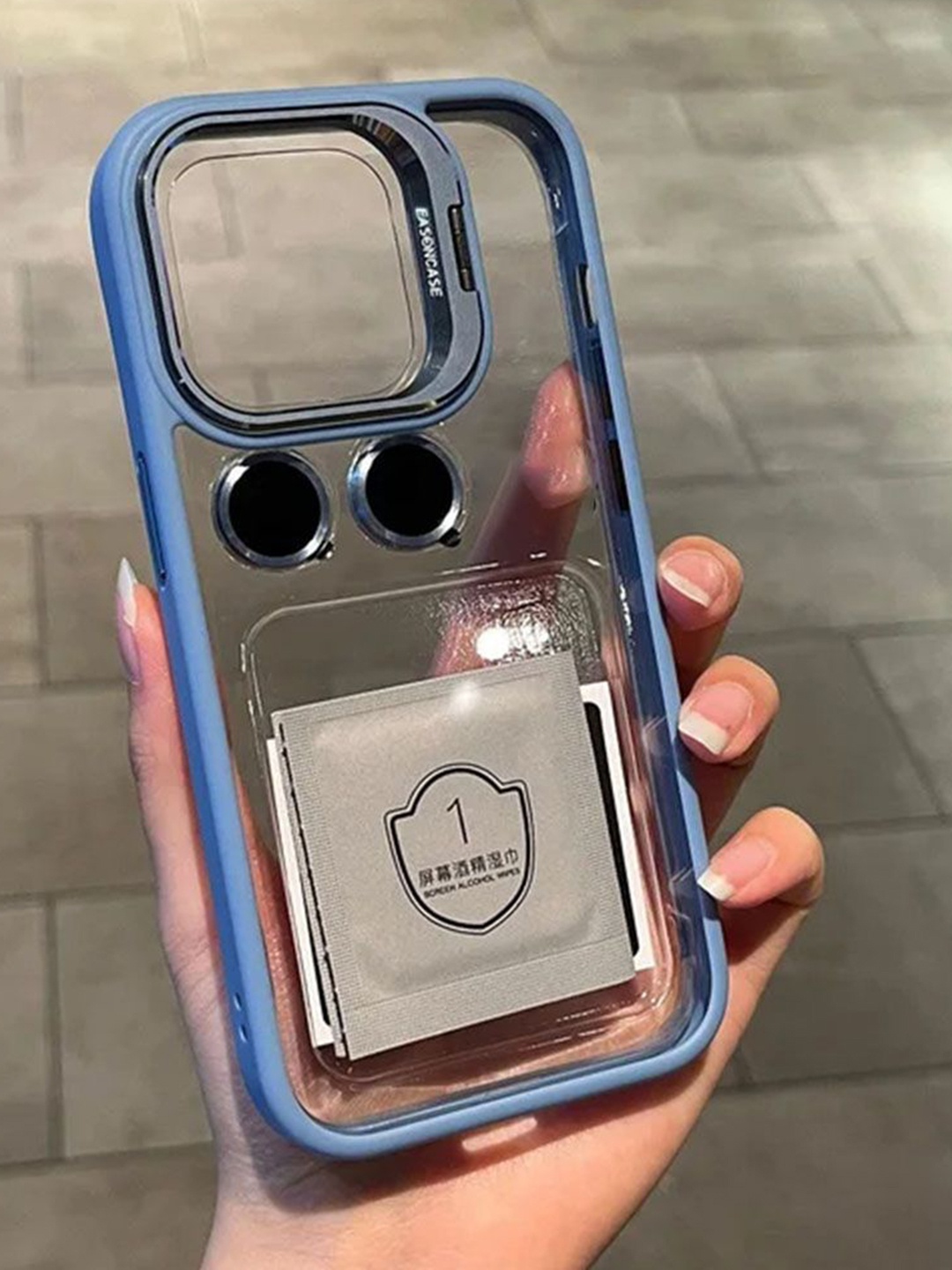 

Luxury Kase Solid iPhone 16 Metal Ring Protector Back Case, Transparent