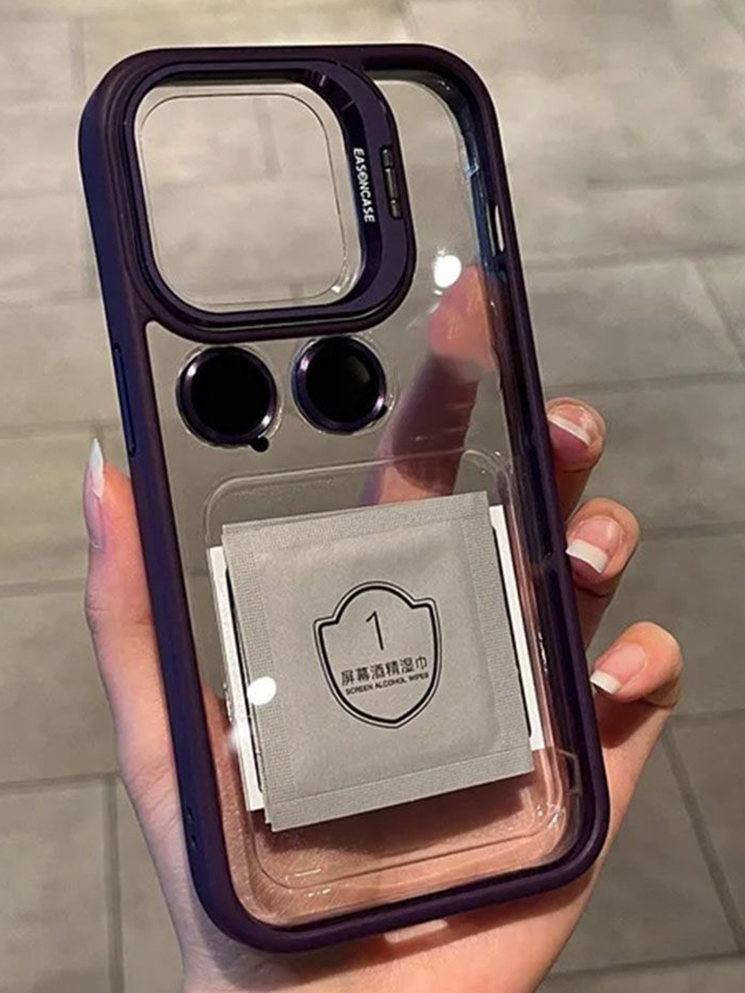 

Luxury Kase Solid iPhone 13 Metal Ring Protector Back Case, Transparent
