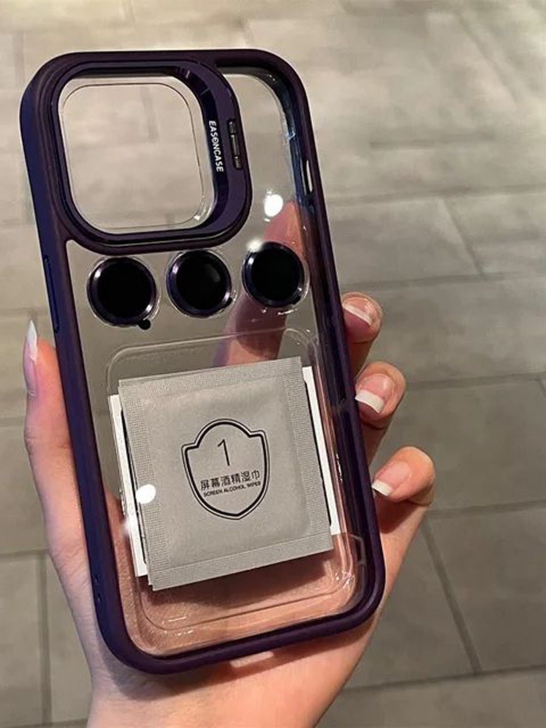 

Luxury Kase Solid iPhone 15 Pro Metal Ring Protector Max Back Case, Transparent