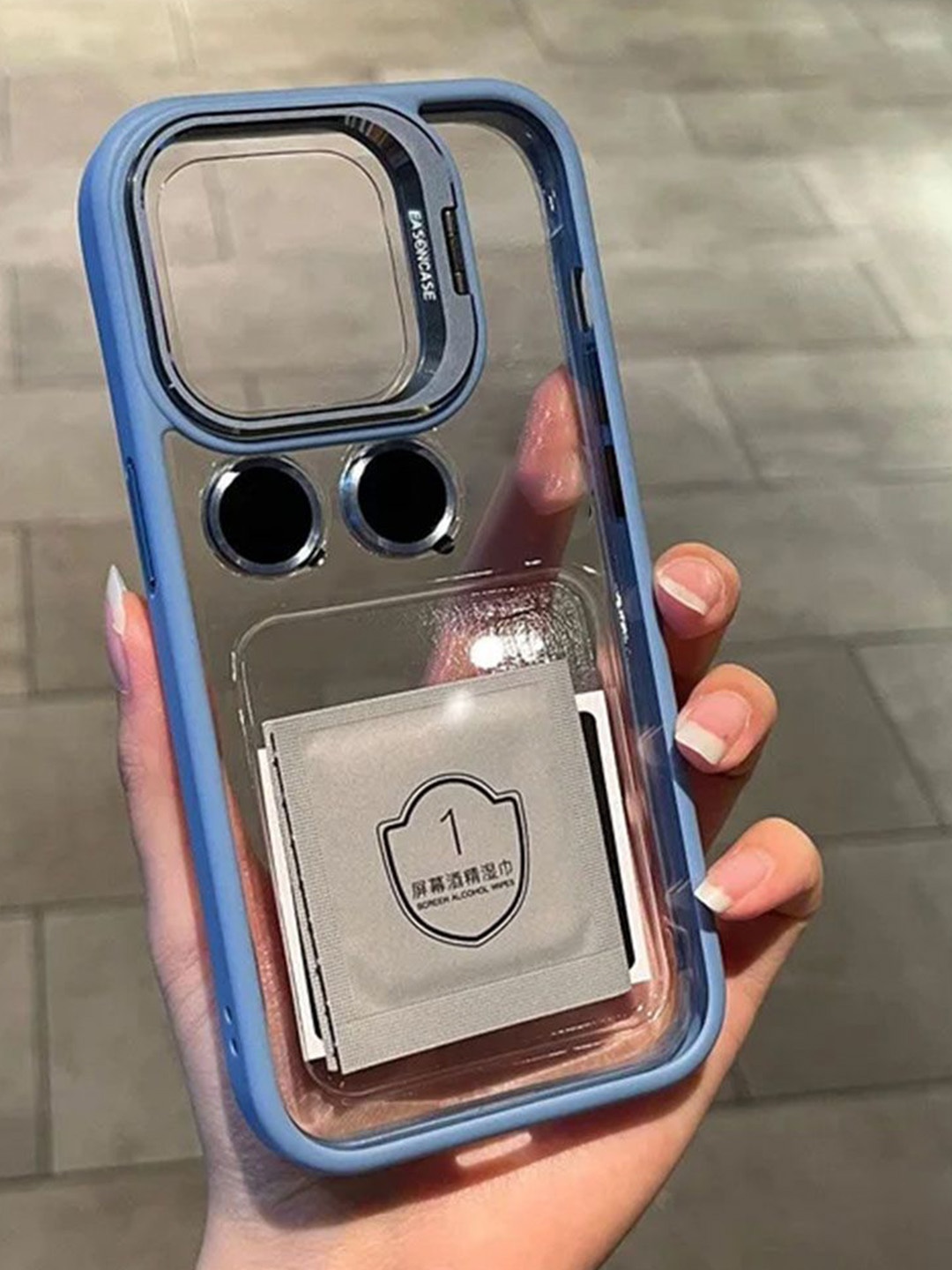 

Luxury Kase Solid iPhone 12 Metal Ring Protector Back Case, Transparent