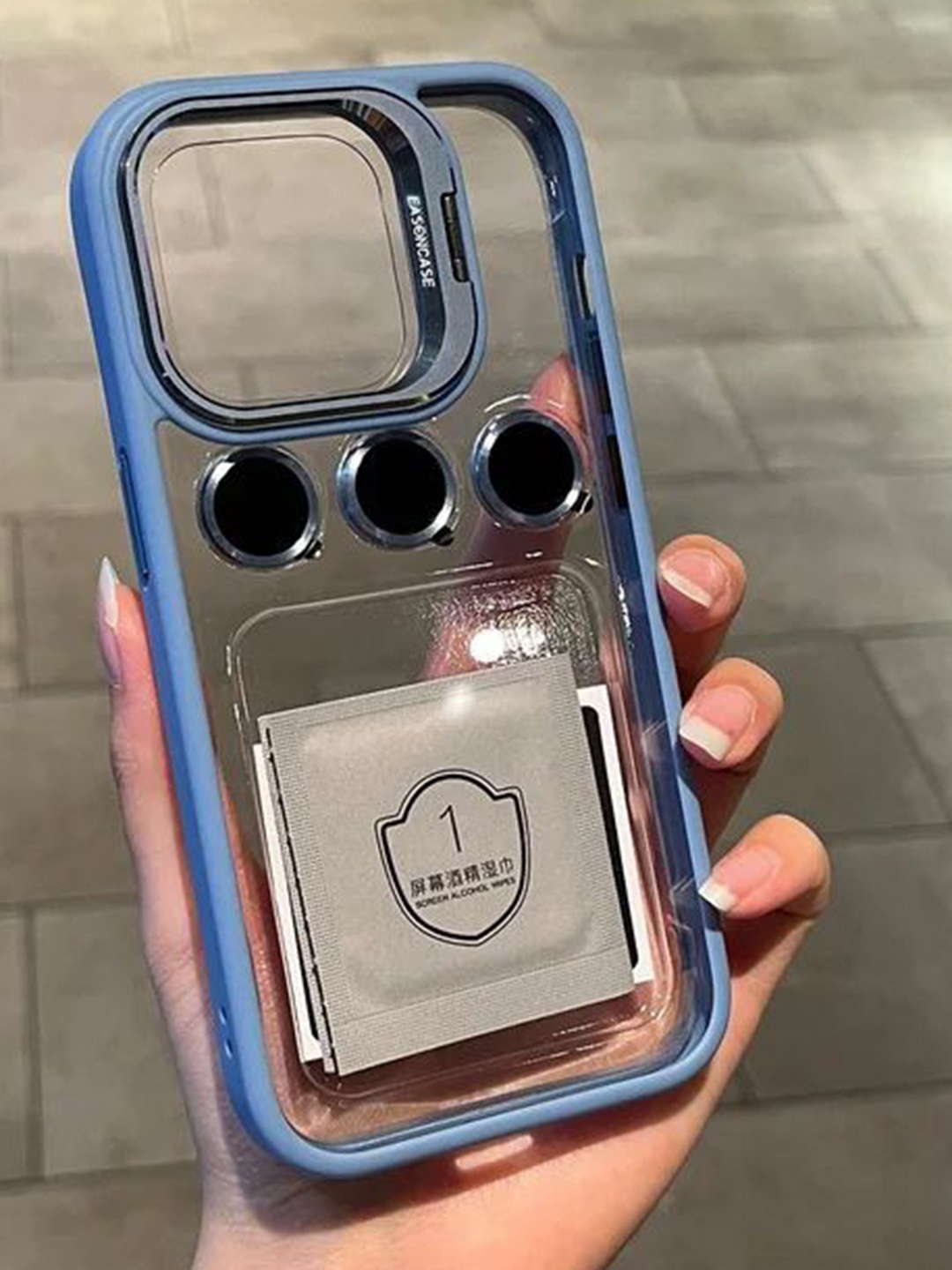 

Luxury Kase Solid iPhone 13 Pro Metal Ring Protector Back Case, Transparent