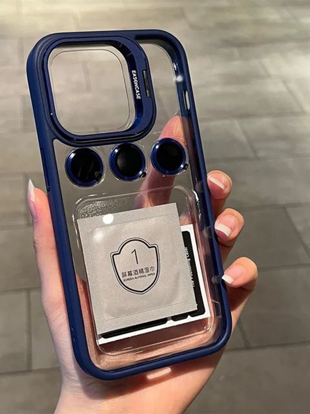 

Luxury Kase Solid iPhone 16 Pro Max Metal Ring Protector Back Case, Transparent