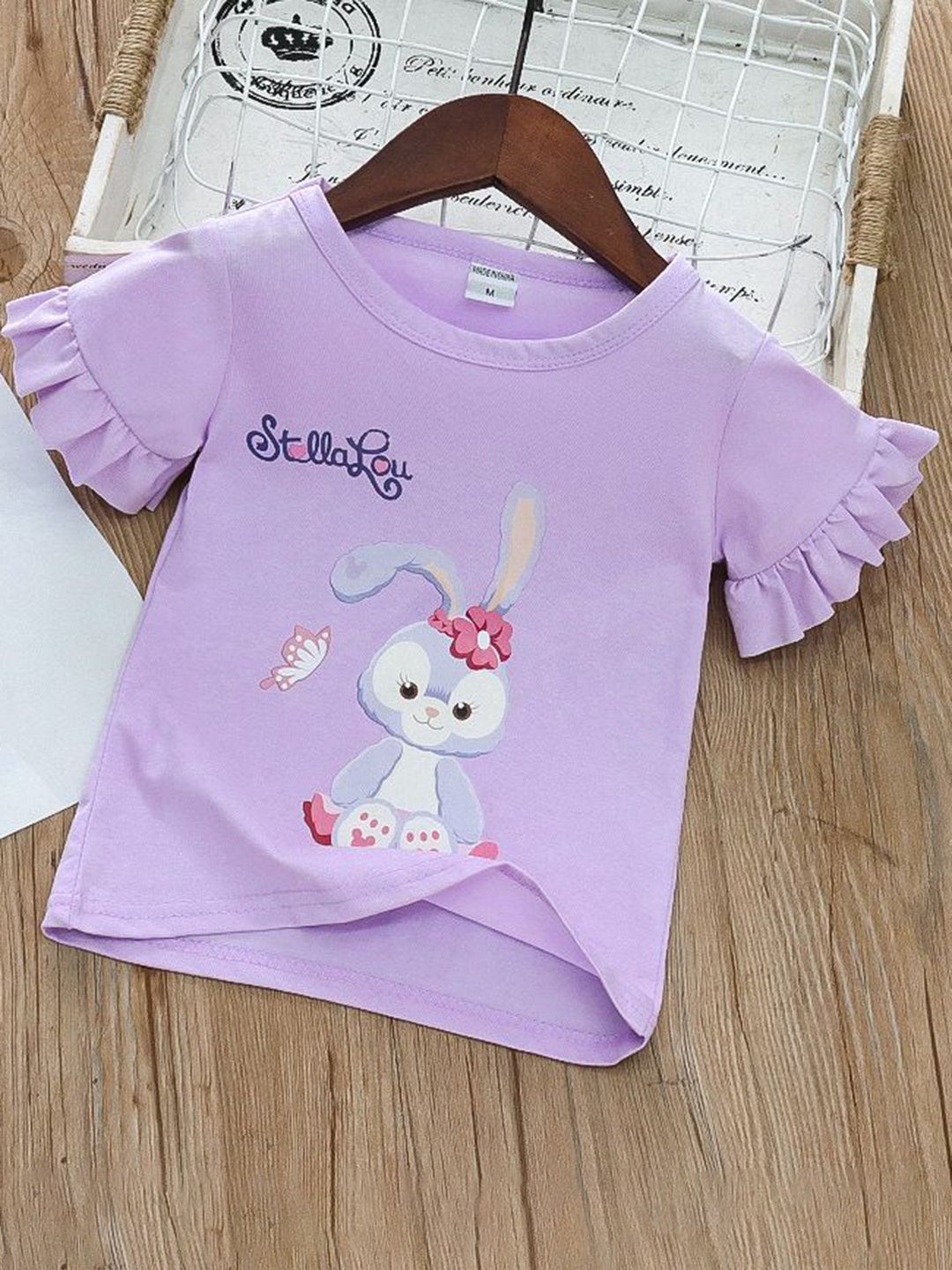 

YK Girls Graphic Printed Round Neck Cotton T-shirt, Lavender