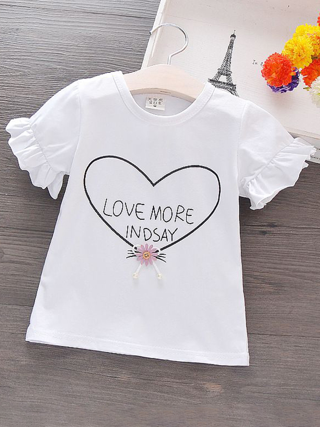 

YK Girls Graphic Printed Round Neck Cotton T-shirt, White