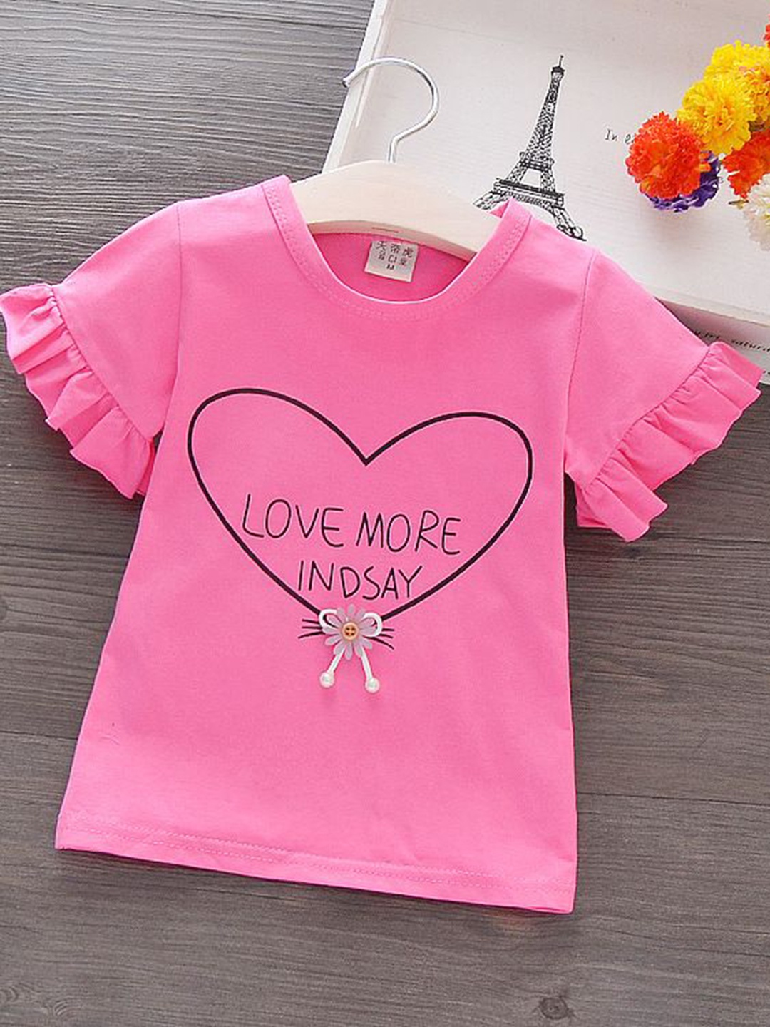 

YK Girls Typography Printed Round Neck Cotton T-shirt, Pink