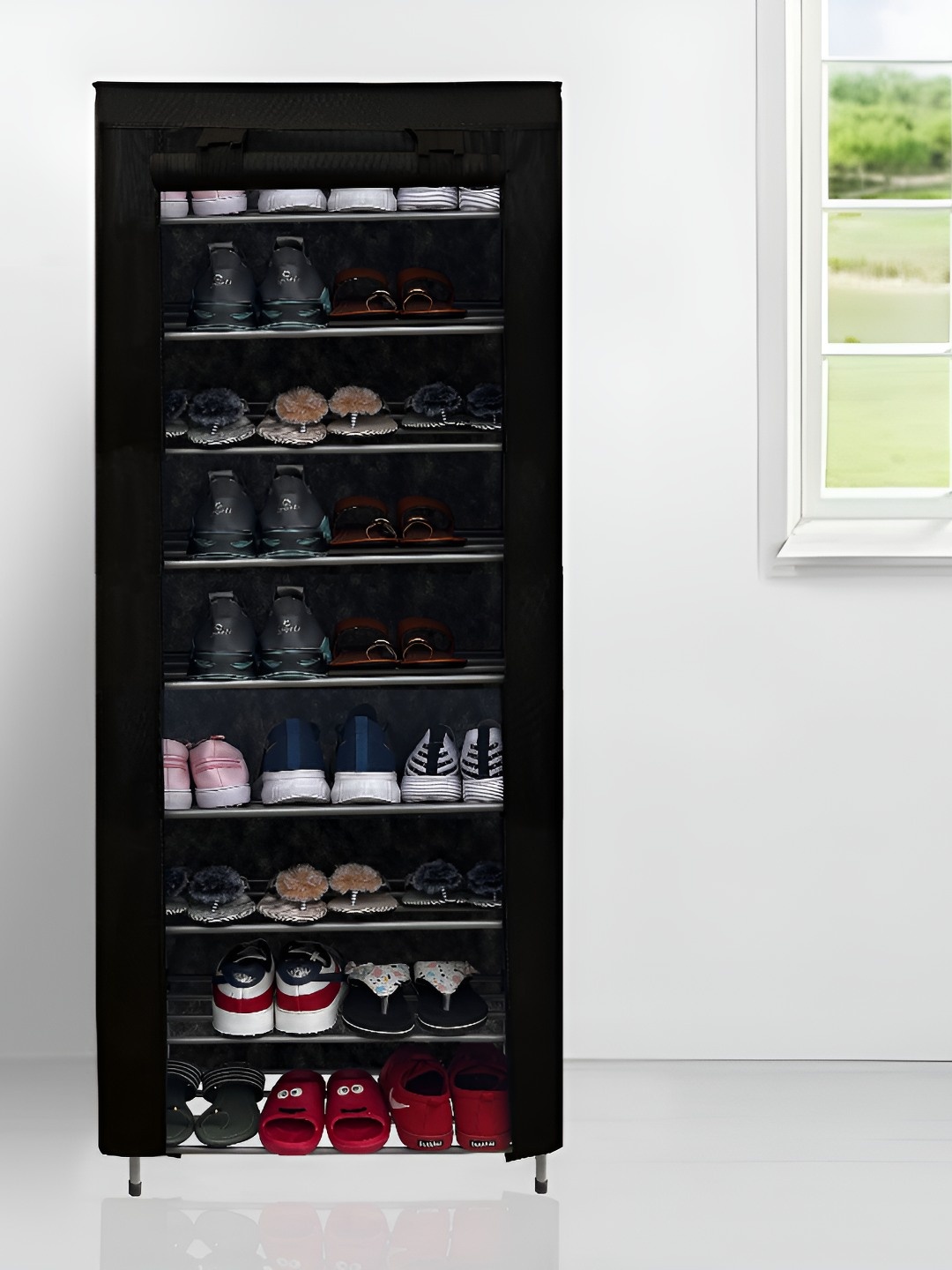 

Urban Choice Black Metal 9-Tier Rectangle Shoe Rack